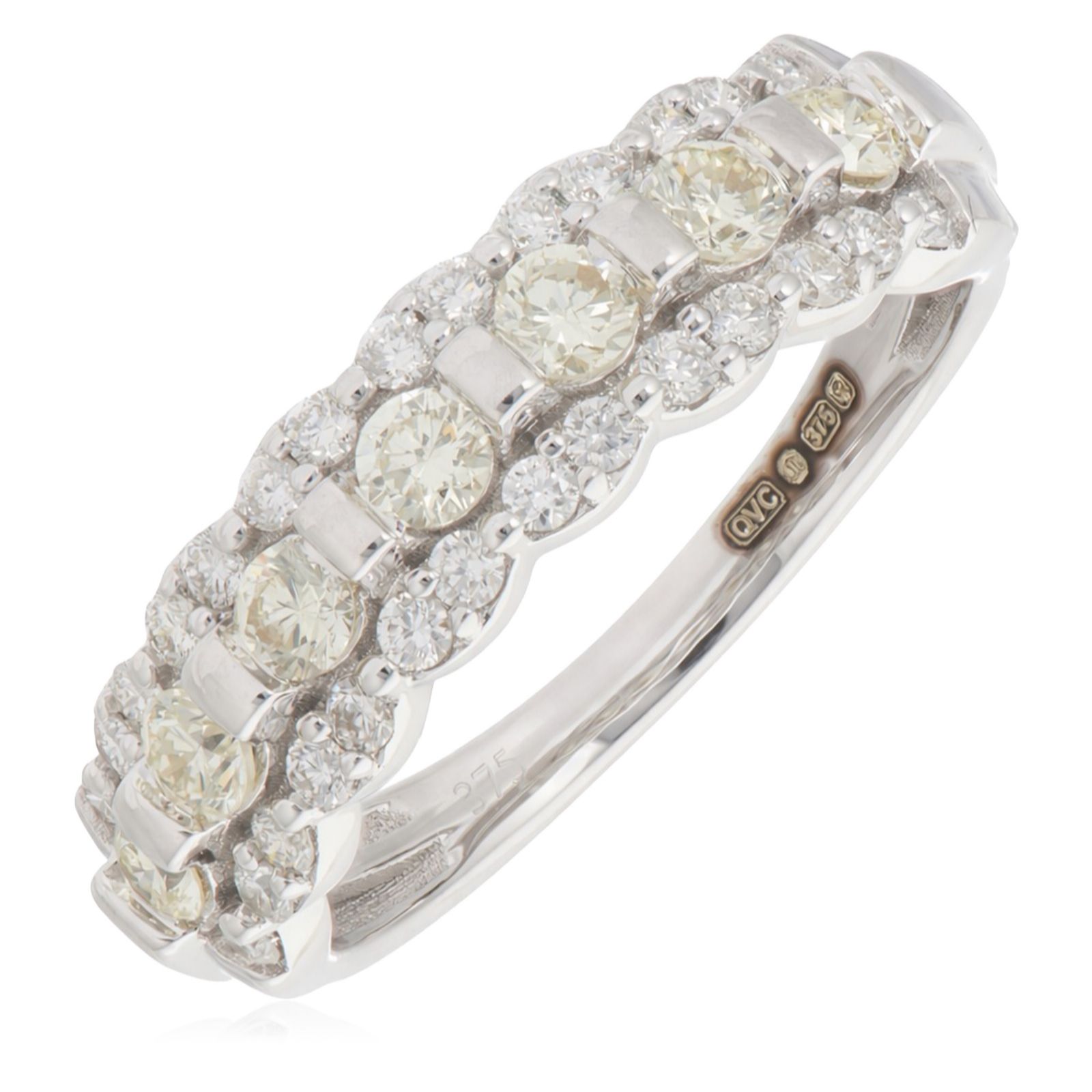 0.40ct Yellow Diamond & 0.35ct Diamond Band Ring 9ct Gold