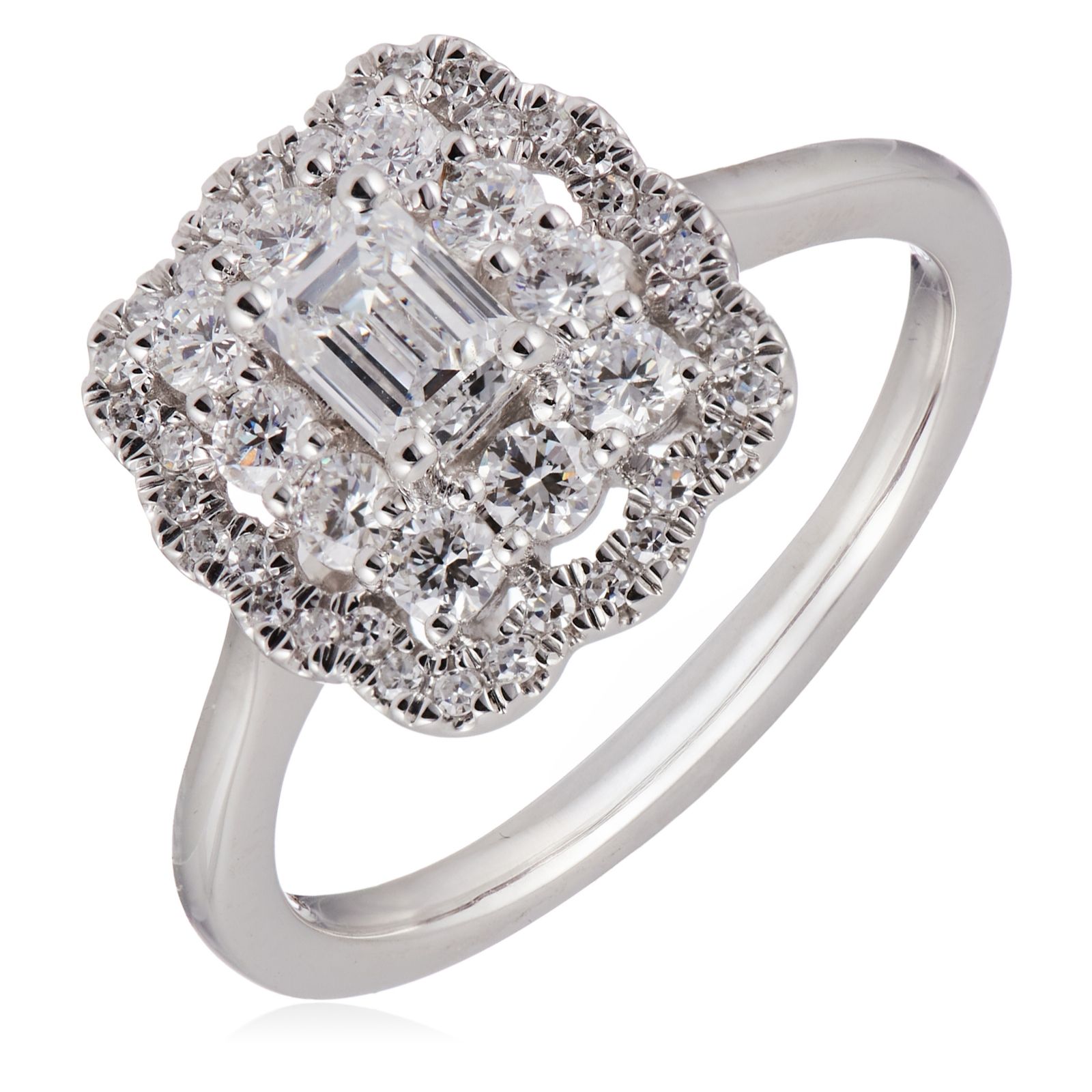 Fire Light 0.75ct Lab Grown Diamond Mixed Cut Cluster Ring Platinum
