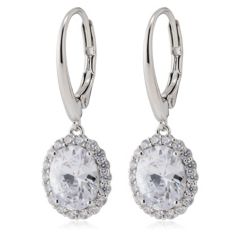 Diamonique Edit 4.5ct tw Oval Cluster Leverback Earrings