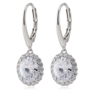 Diamonique Edit 4.5ct tw Oval Cluster Leverback Earrings