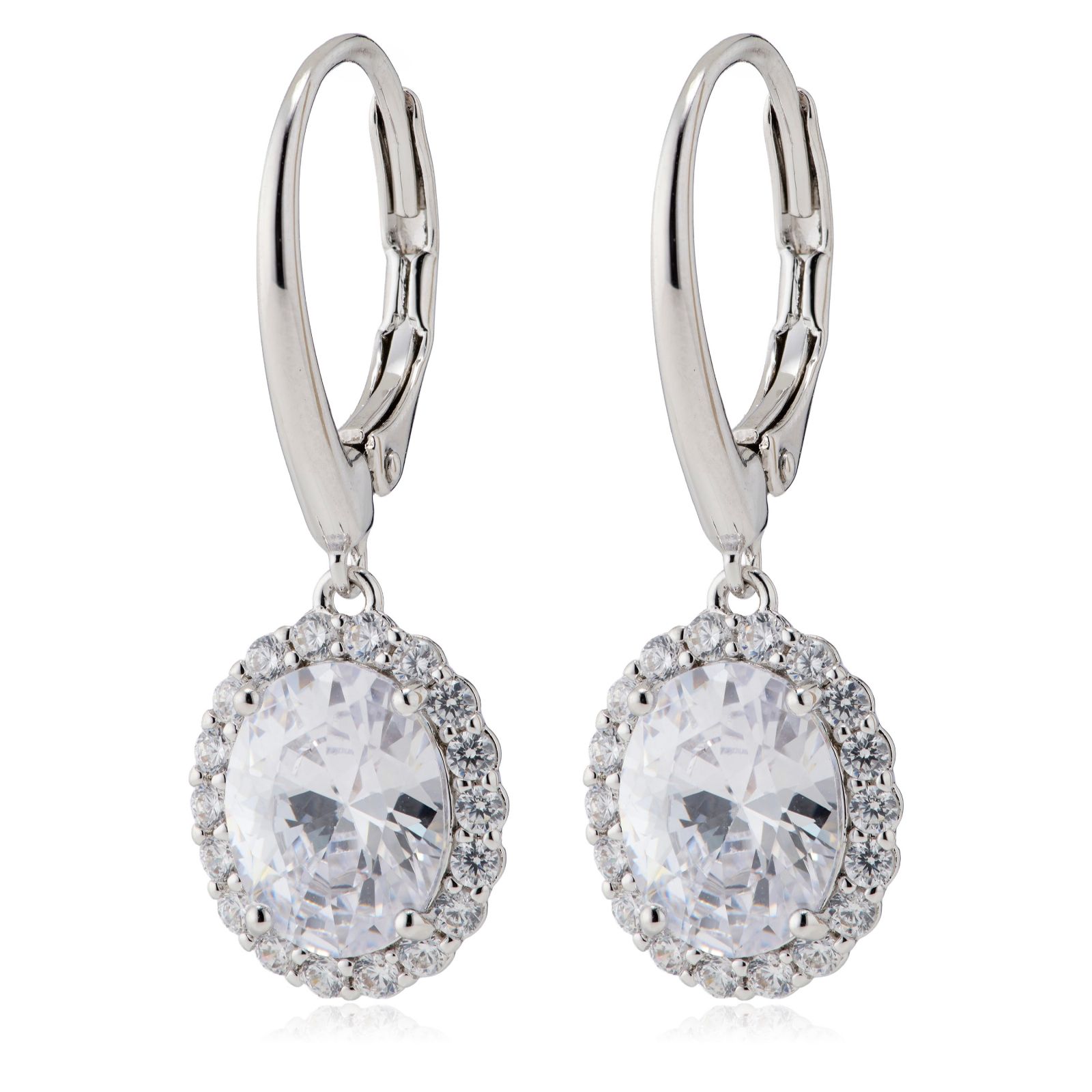 Diamonique Edit 4.5ct tw Oval Cluster Leverback Earrings