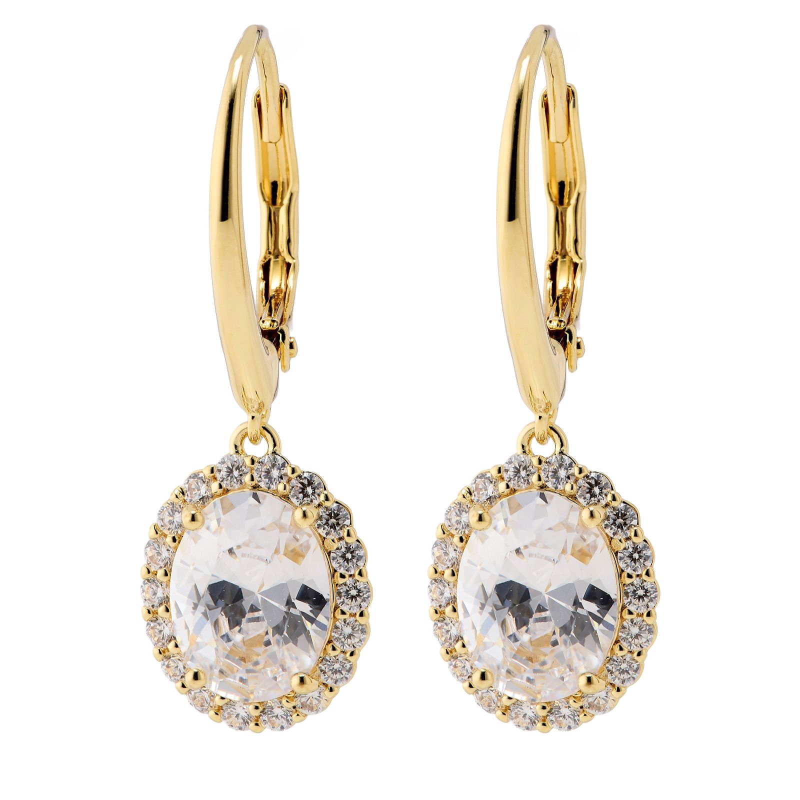Diamonique Edit 4.5ct tw Oval Cluster Leverback Earrings