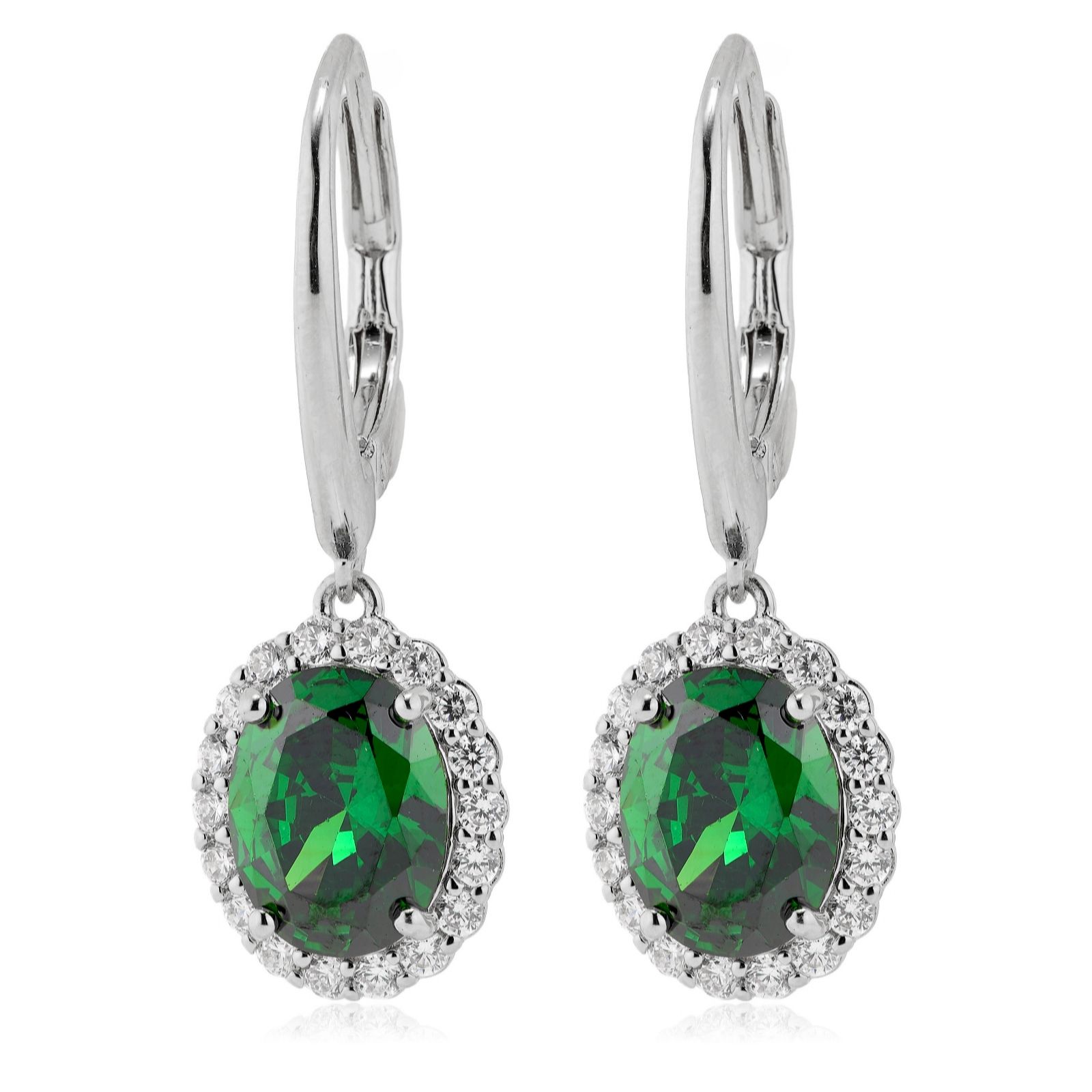 Diamonique Edit 4.5ct tw Oval Cluster Leverback Earrings