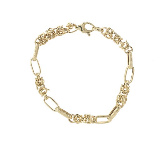 GOLD 9ct Diamond Cut Chain Link :19cm Bracelet 4.8g