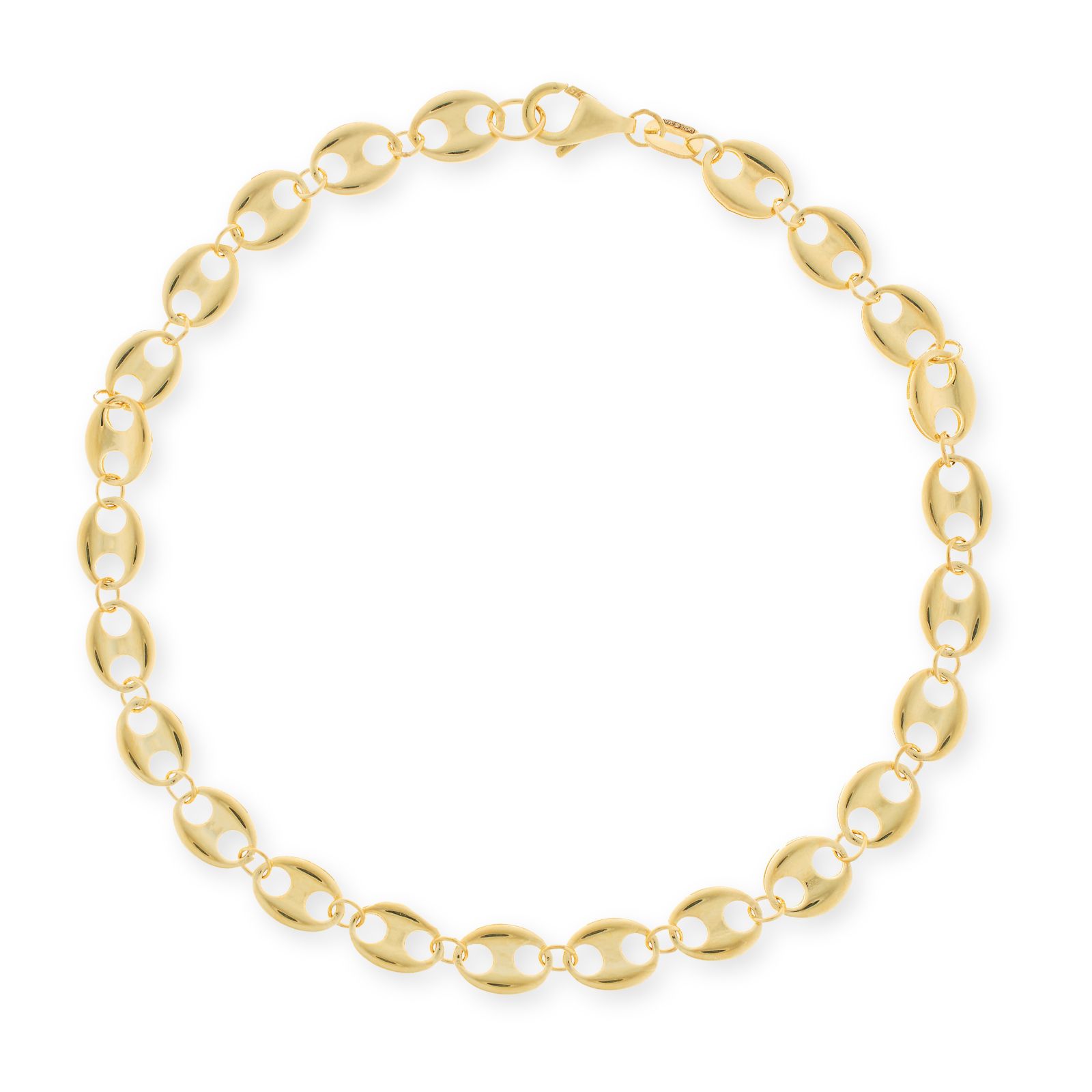 GOLD 9ct Italian Gold Puffy Mariner Link Bracelet 3.12g