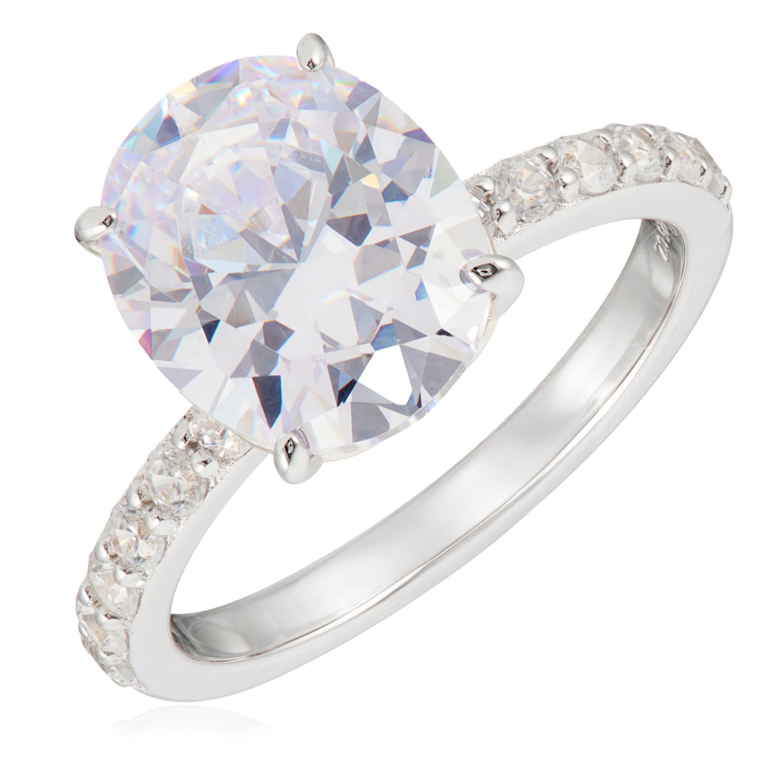 Diamonique 4.3ct Oval solitare Ring Sterling Silver