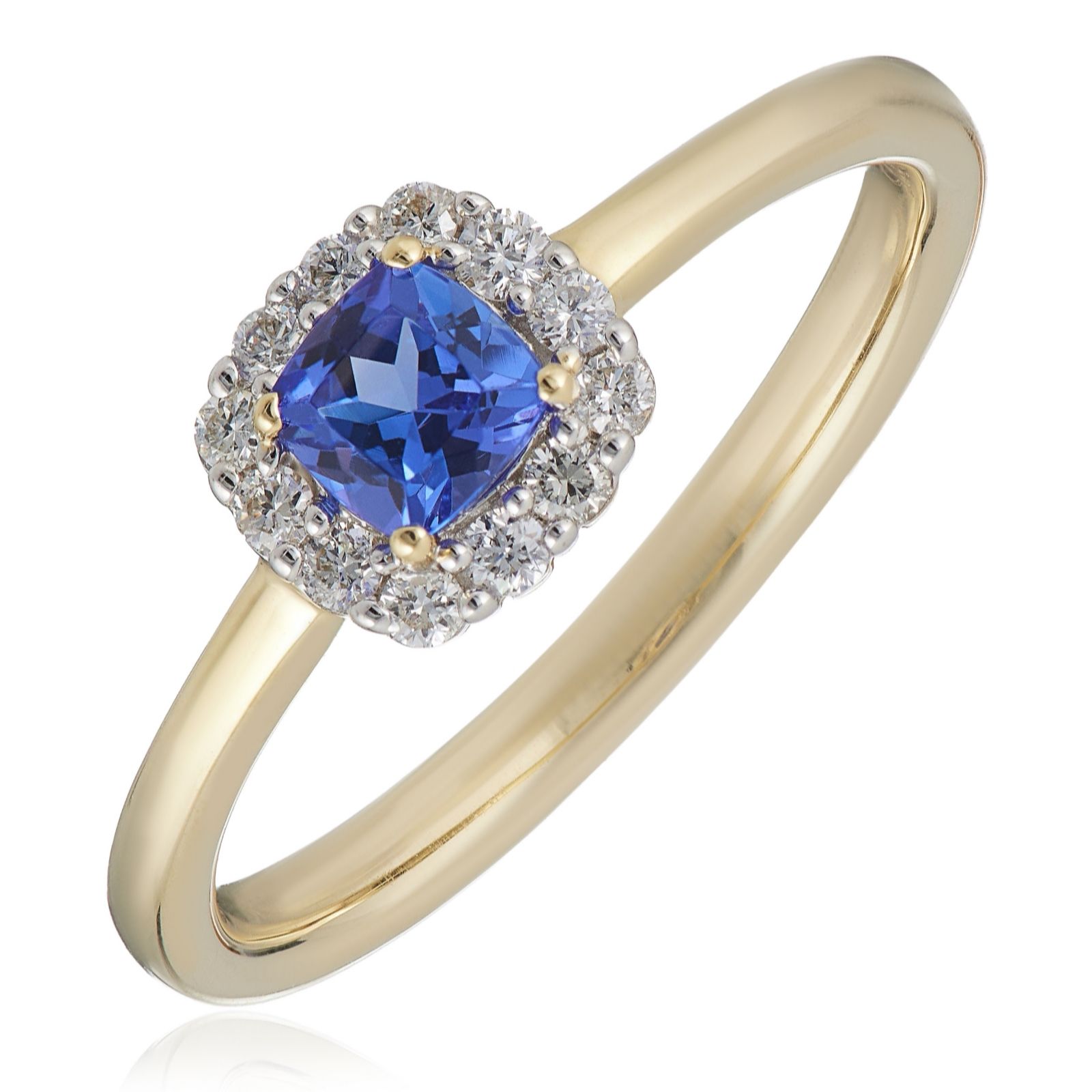 0.31ct Tanzanite & 0.15ct Diamond Halo Ring 9ct Gold
