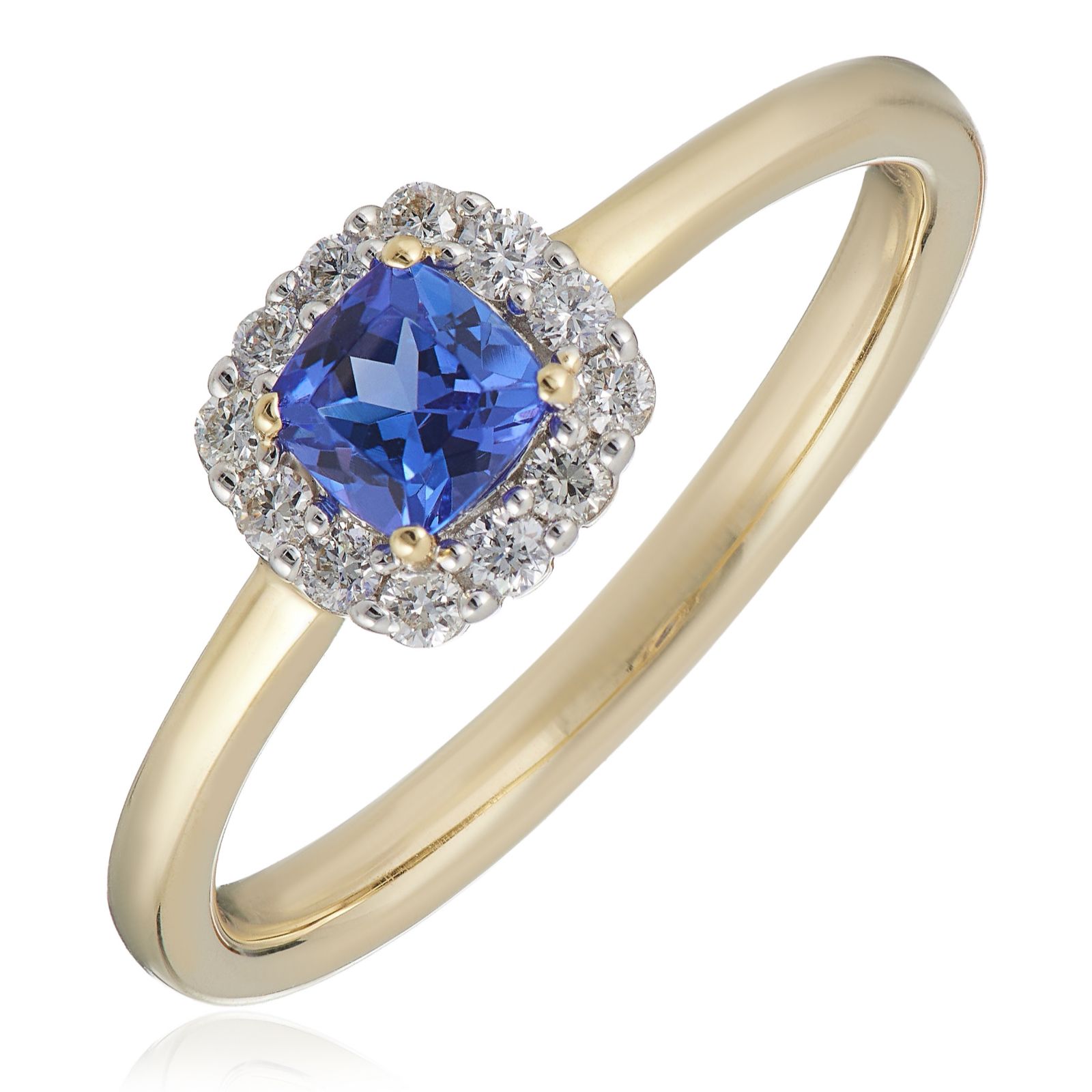 0.31ct Tanzanite & 0.15ct Diamond Halo Ring 9ct Gold