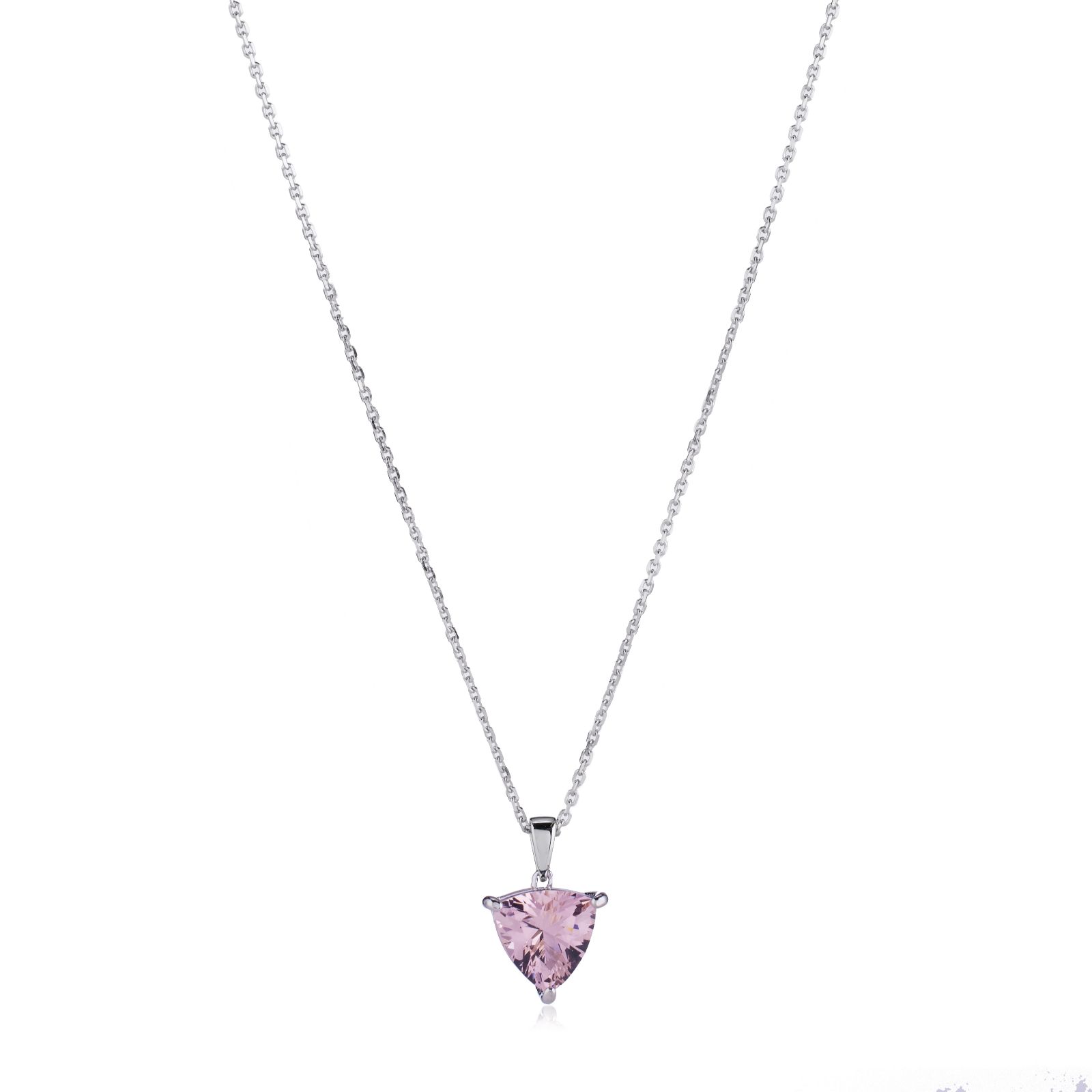Diamonique 1.7ct tw Trillion Cut Pendant & Chain Sterling Silver
