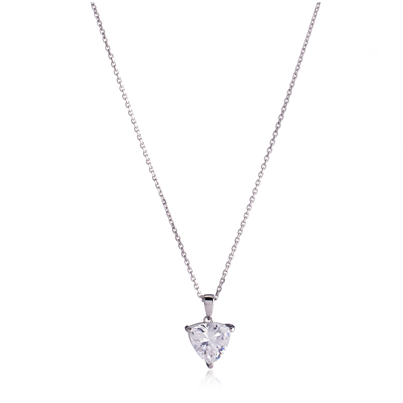 Diamonique 1.7ct tw Trillion Cut Pendant & Chain Sterling Silver