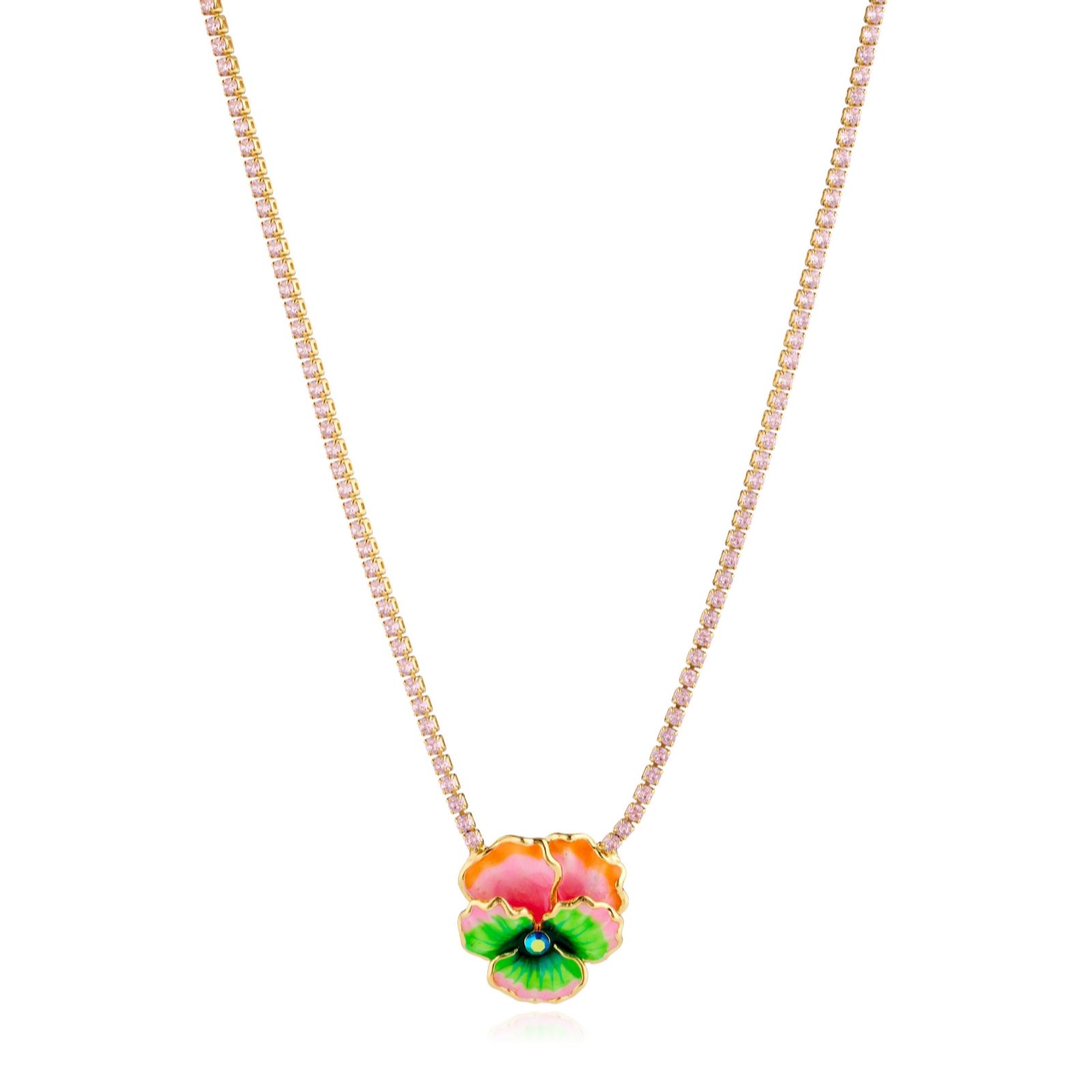 Butler & Wilson Pansy Pendant Necklace