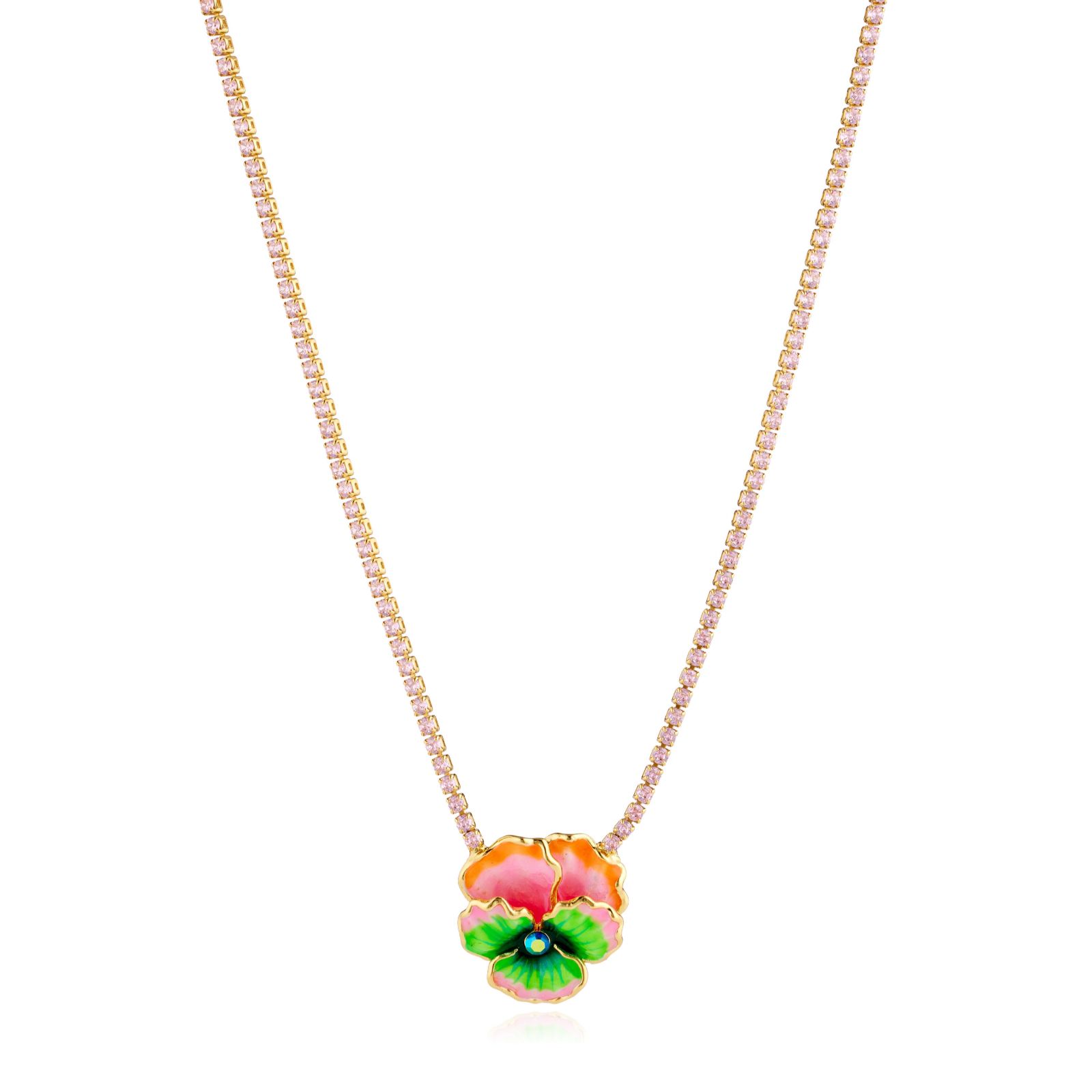 Butler & Wilson Pansy Pendant Necklace