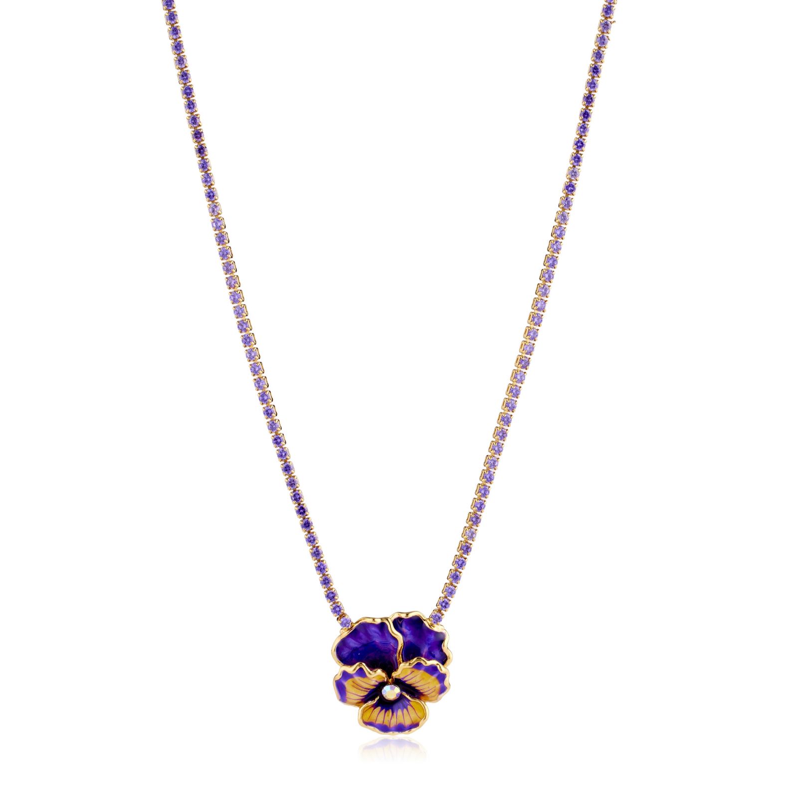 Butler & Wilson Pansy Pendant Necklace