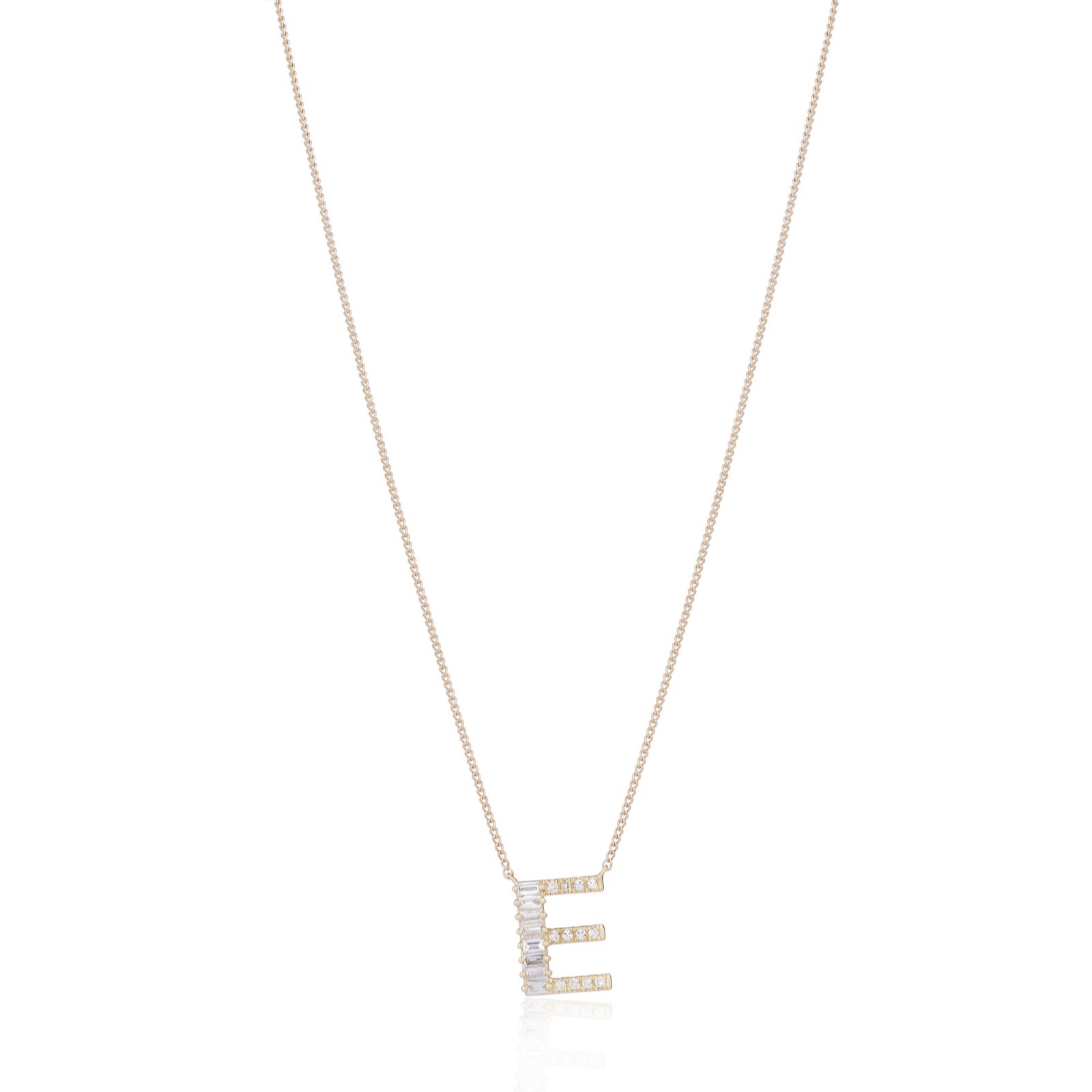 Fire Light 0.15ct Lab Grown Diamond Baguette Initial Pendant & Chain 9ct Gold