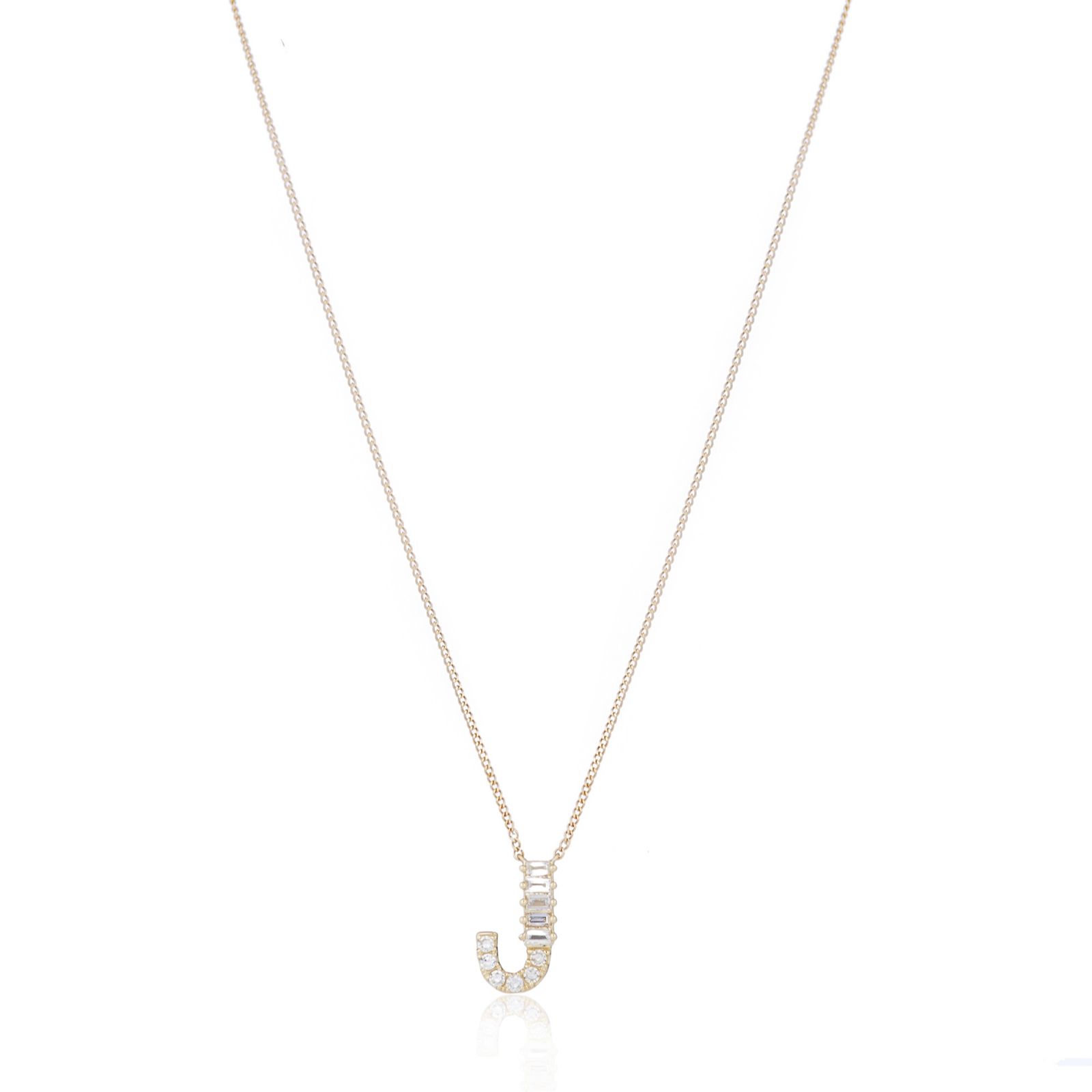 Fire Light 0.15ct Lab Grown Diamond Baguette Initial Pendant & Chain 9ct Gold