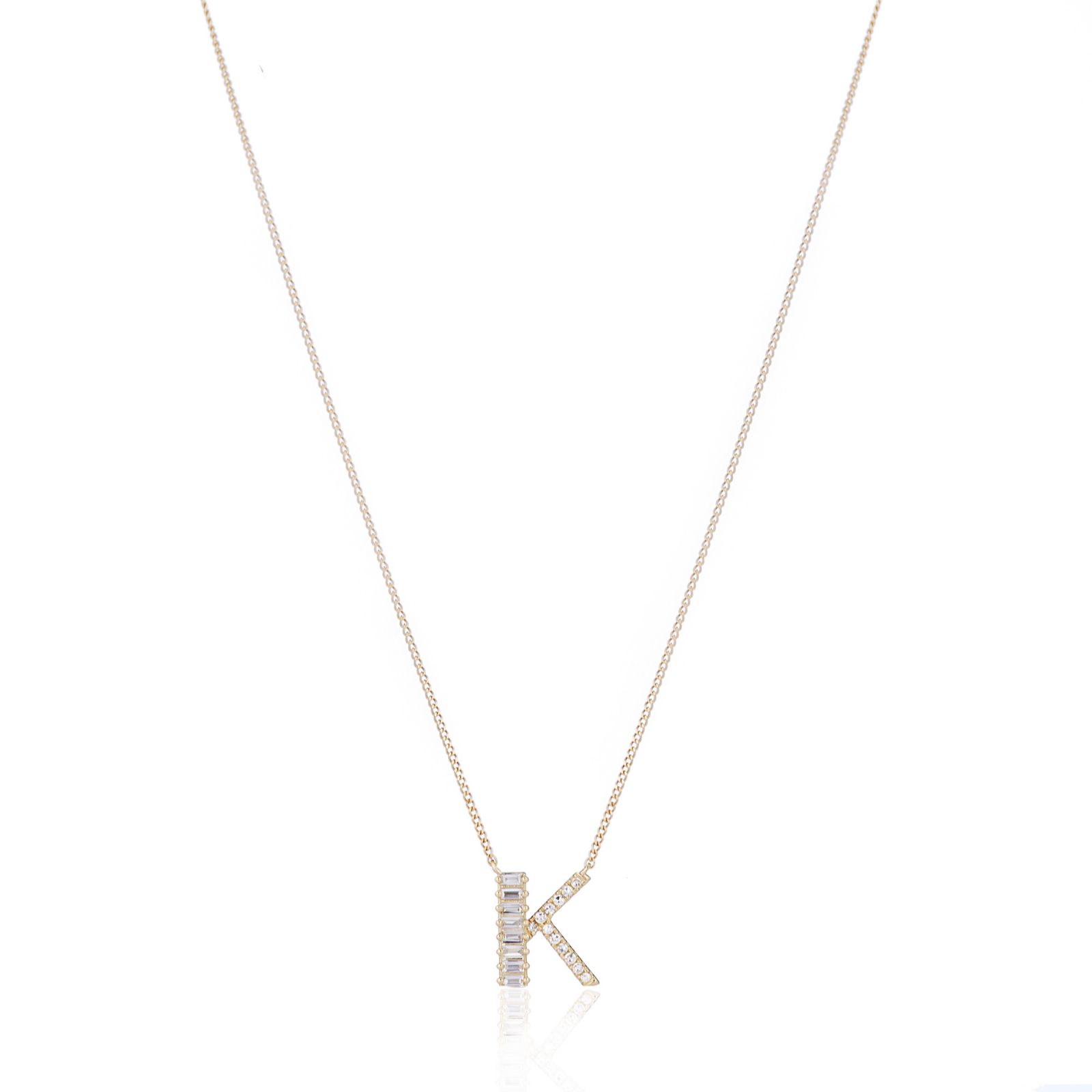 Fire Light 0.15ct Lab Grown Diamond Baguette Initial Pendant & Chain 9ct Gold