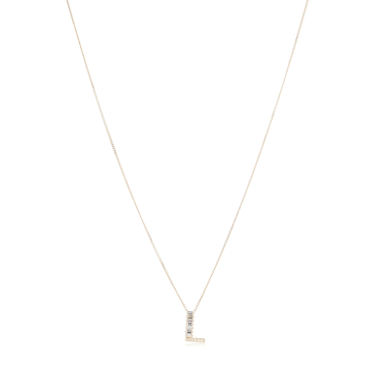 Fire Light 0.15ct Lab Grown Diamond Baguette Initial Pendant & Chain 9ct Gold