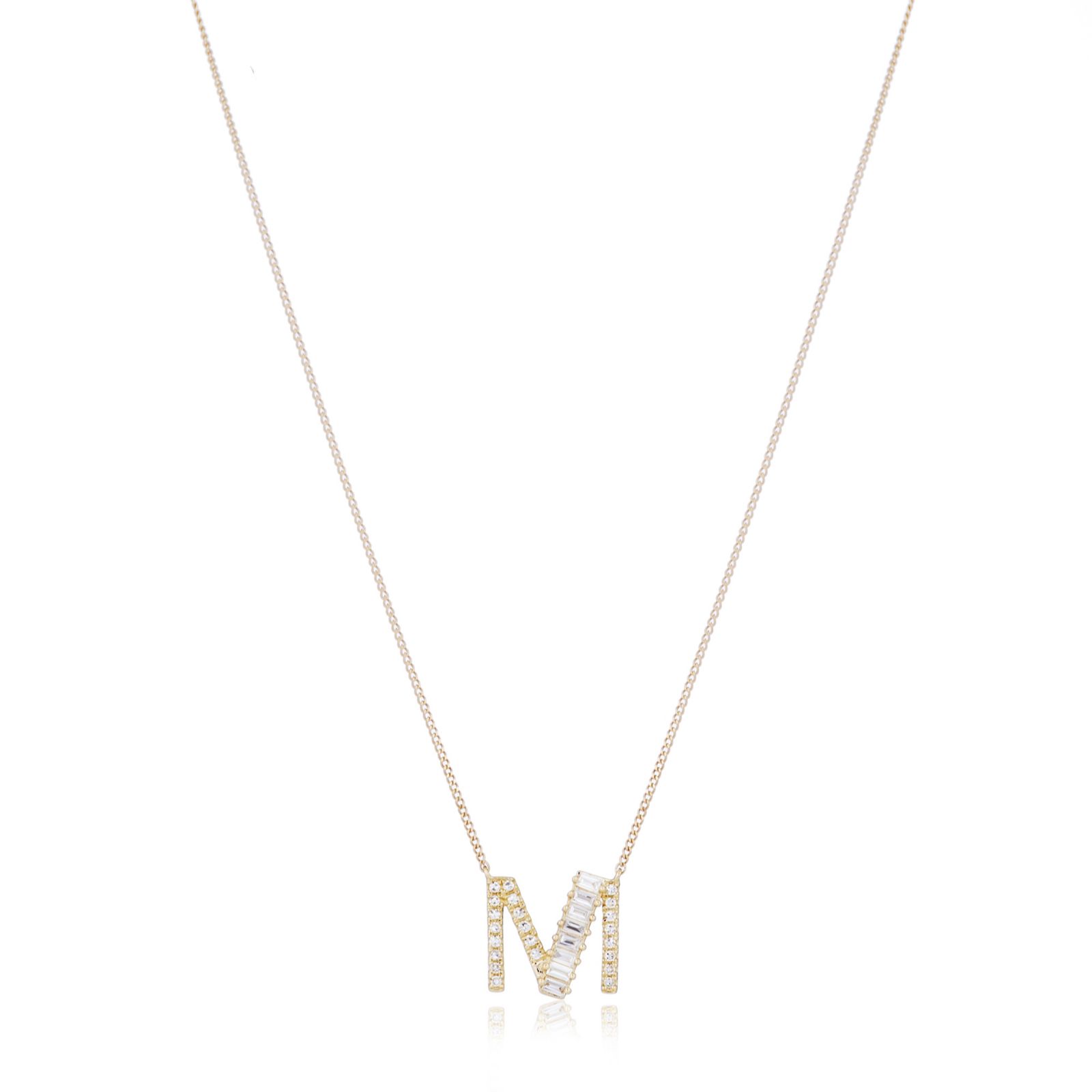 Fire Light 0.15ct Lab Grown Diamond Baguette Initial Pendant & Chain 9ct Gold