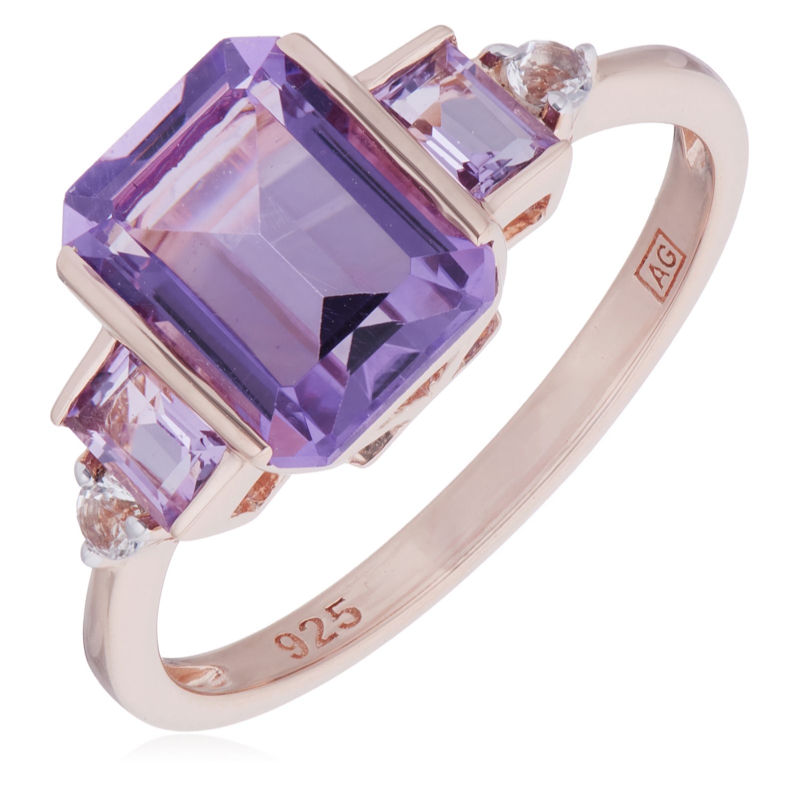  Affinity Gems 2.5ct Semi Precious Gemstone Emerald Cut Ring Sterling Silver