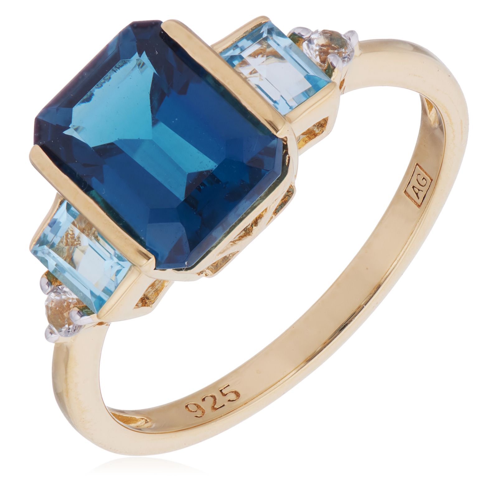 Affinity Gems 2.5ct Semi Precious Gemstone Emerald Cut Ring Sterling Silver