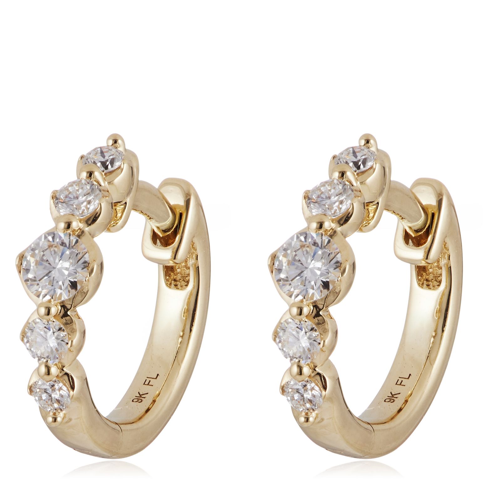 Firelight 0.50ct Lab Grown Diamond Graduated Huggie Earring 9ct Gold