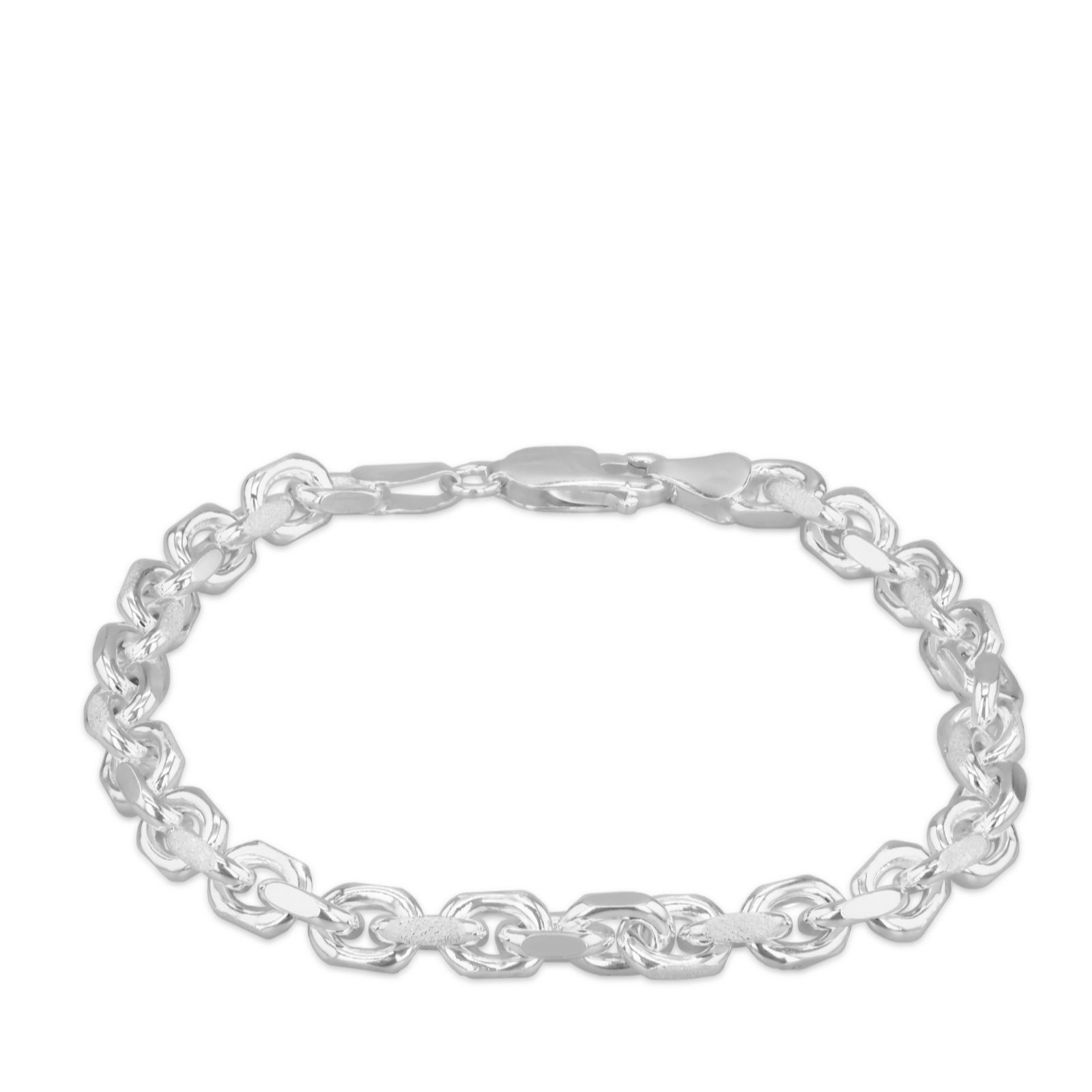 Faith & Brown Italian Crafted Sterling Silver Diamond Cut Glitter Bracelet