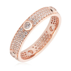Diamonique 0.8ct Bezel Pave Eternity Ring Sterling Silver - 348219