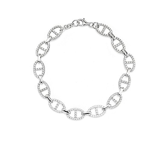 Diamonique 2.99 ct tw Marine Link Bracelet Sterling Silver