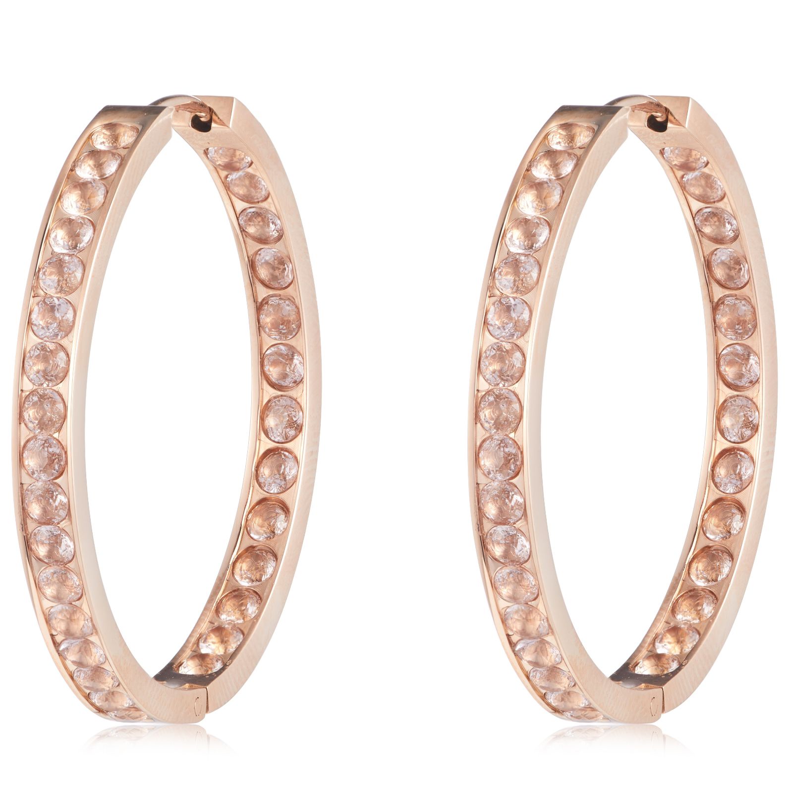 Steel by Diamonique Simulated Gemstone Hoop Earrings Stainless Steel