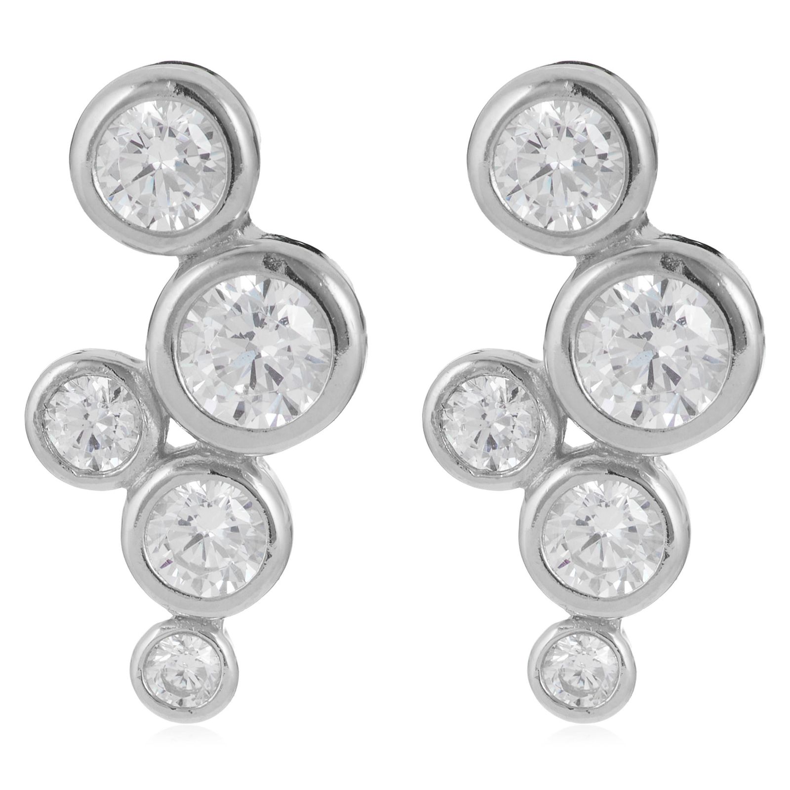 Diamonique 0.78ct tw Round Stone Earclimbers Sterling Silver