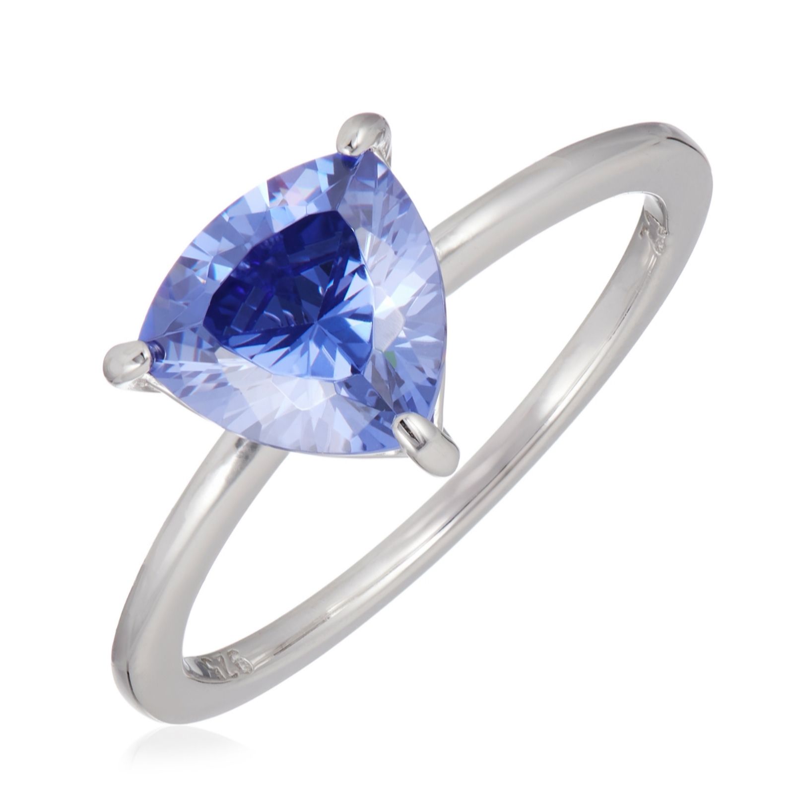 Diamonique 1.7ct tw Trillion Cut Solitaire Ring Sterling Silver