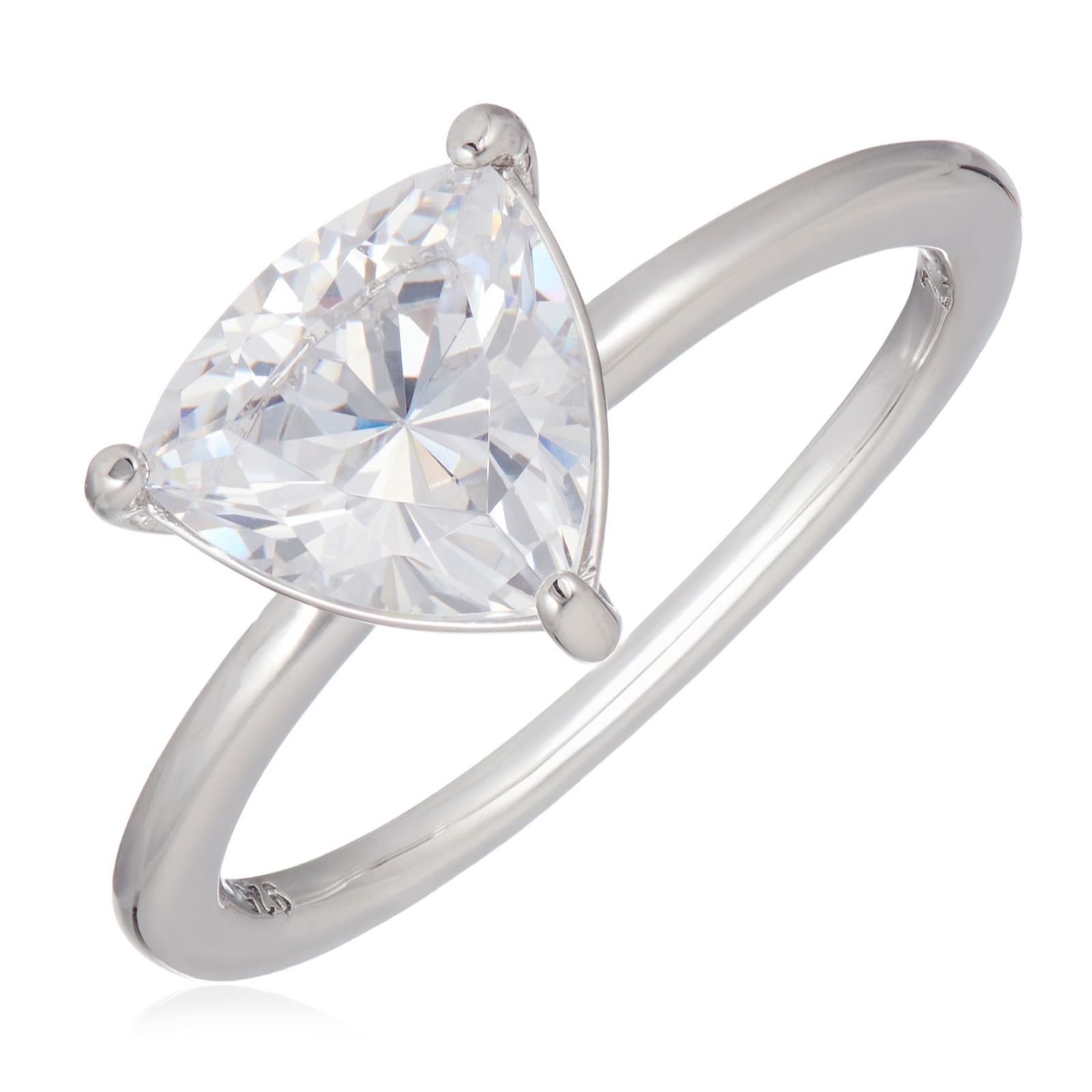 Diamonique 1.7ct tw Trillion Cut Solitaire Ring Sterling Silver