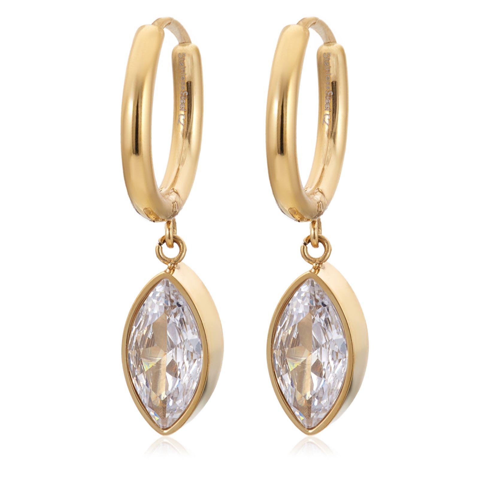 Steel by Diamonique Bezel set Marquise Drop Earring