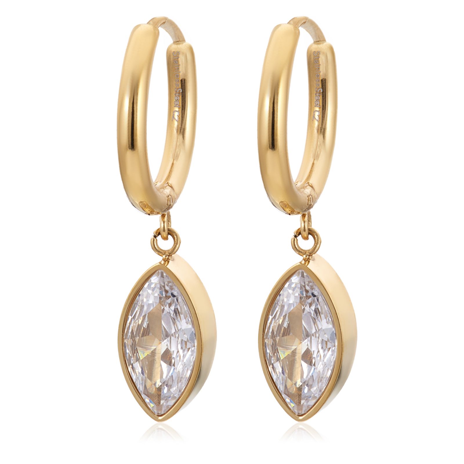 Steel by Diamonique Bezel set Marquise Drop Earring