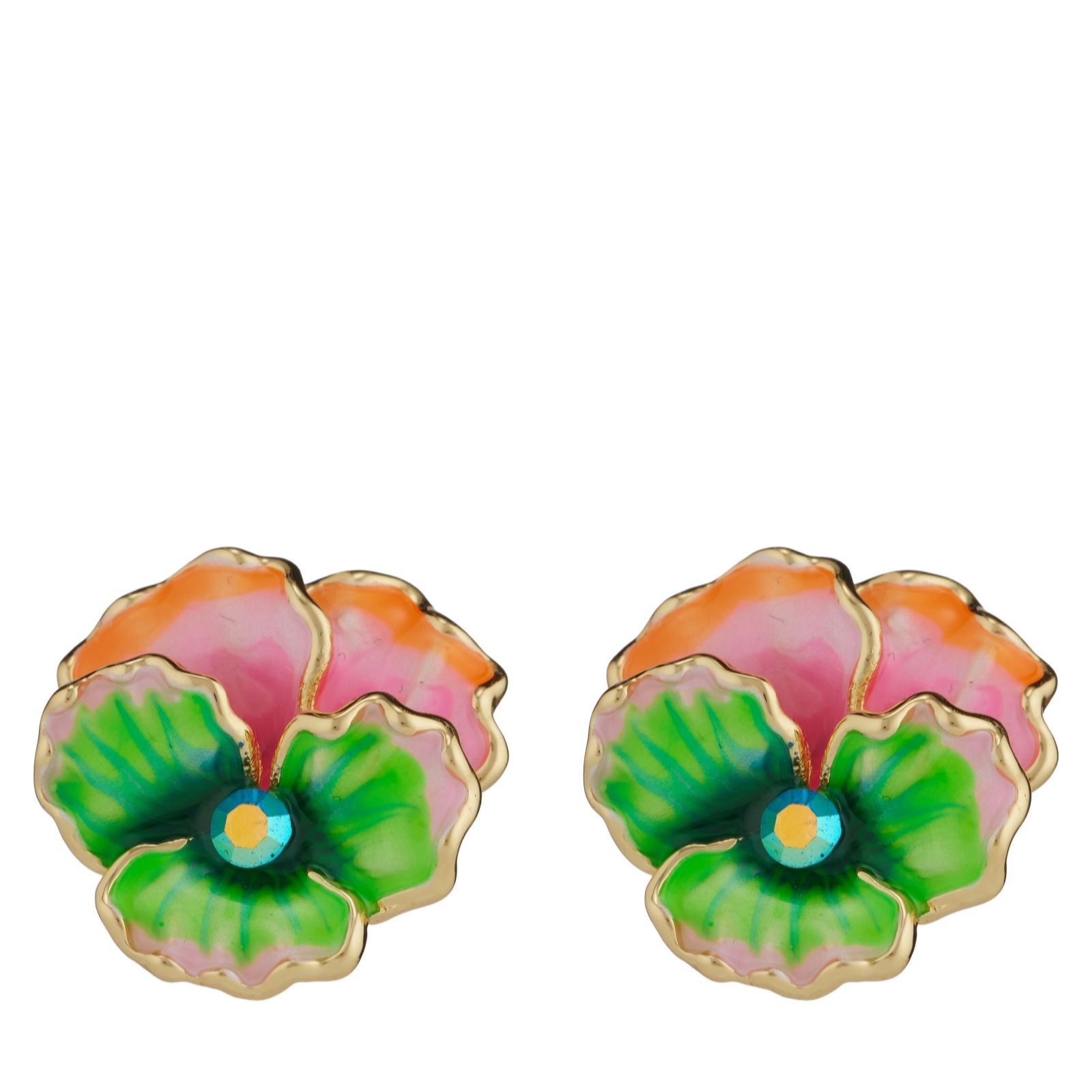 Butler & Wilson Pansy Stud Earrings