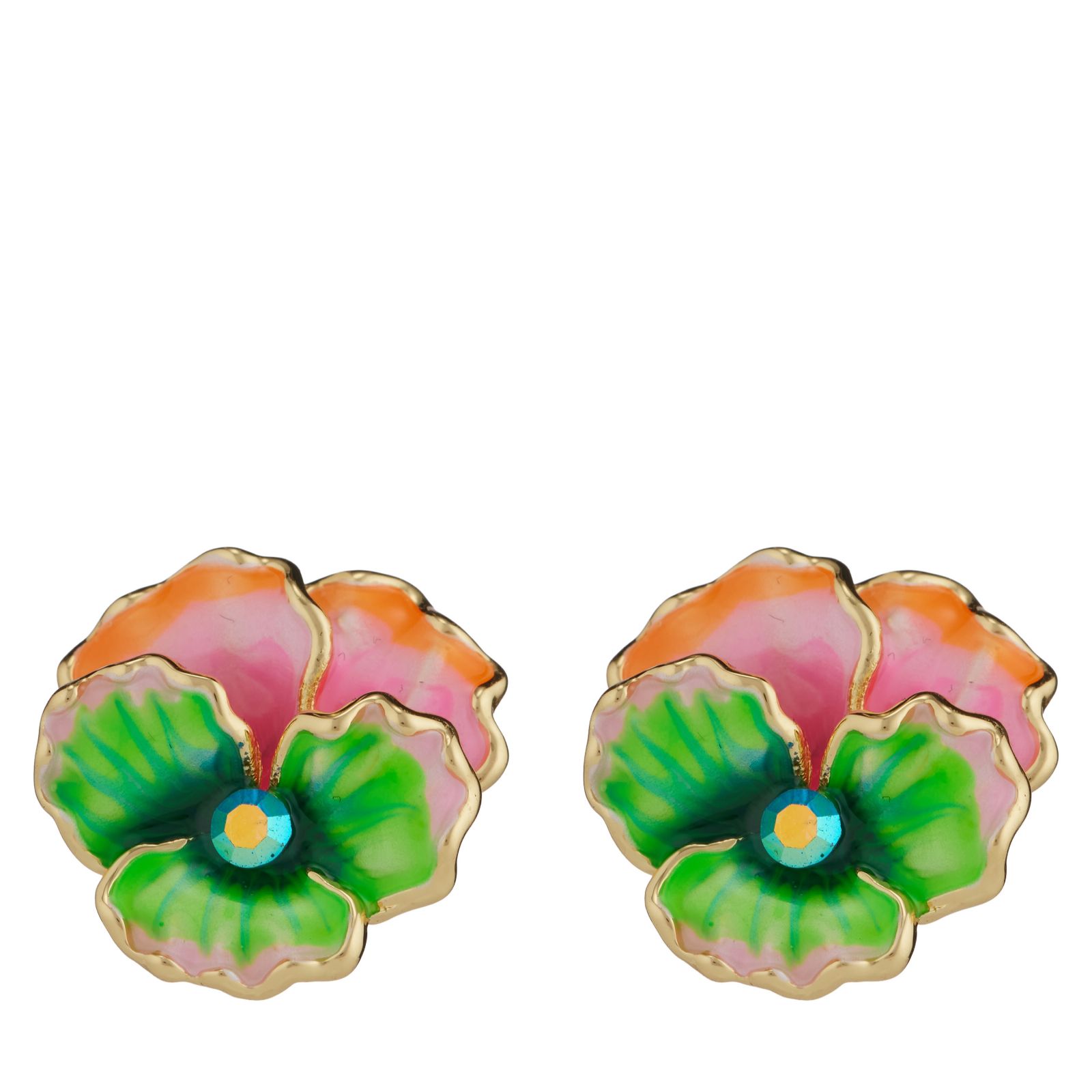 Butler & Wilson Pansy Stud Earrings