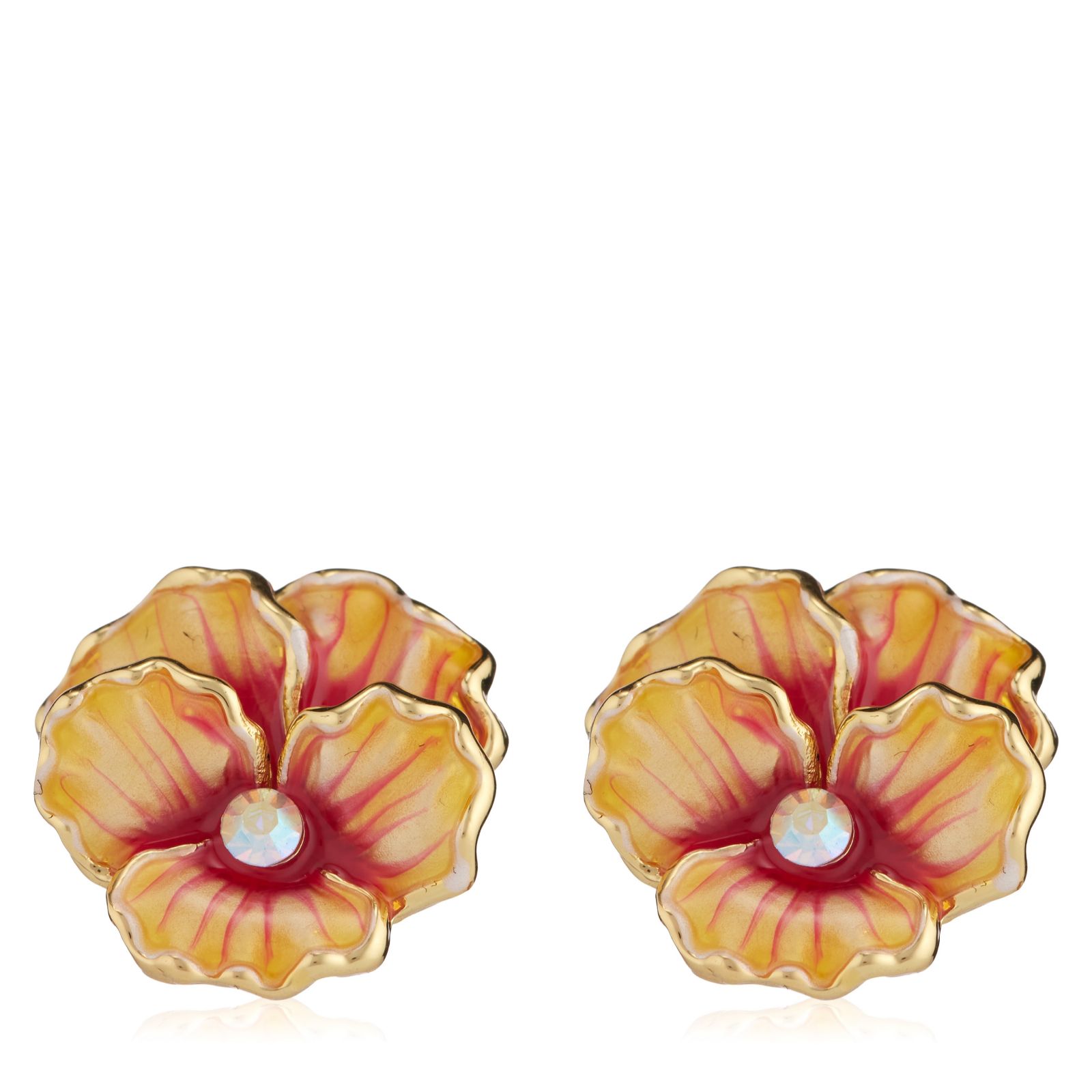 Butler & Wilson Pansy Stud Earrings