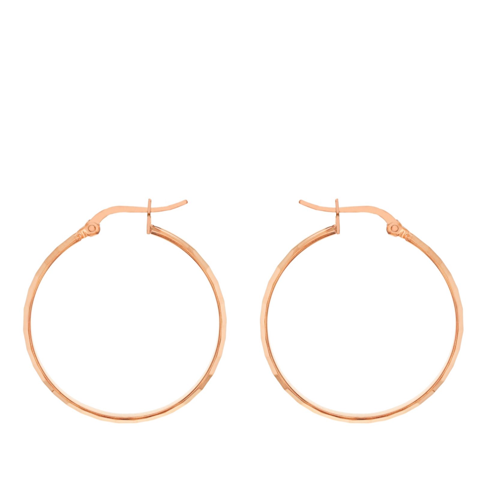 Faith & Brown Diamond Cut Checker Hoops Sterling Silver