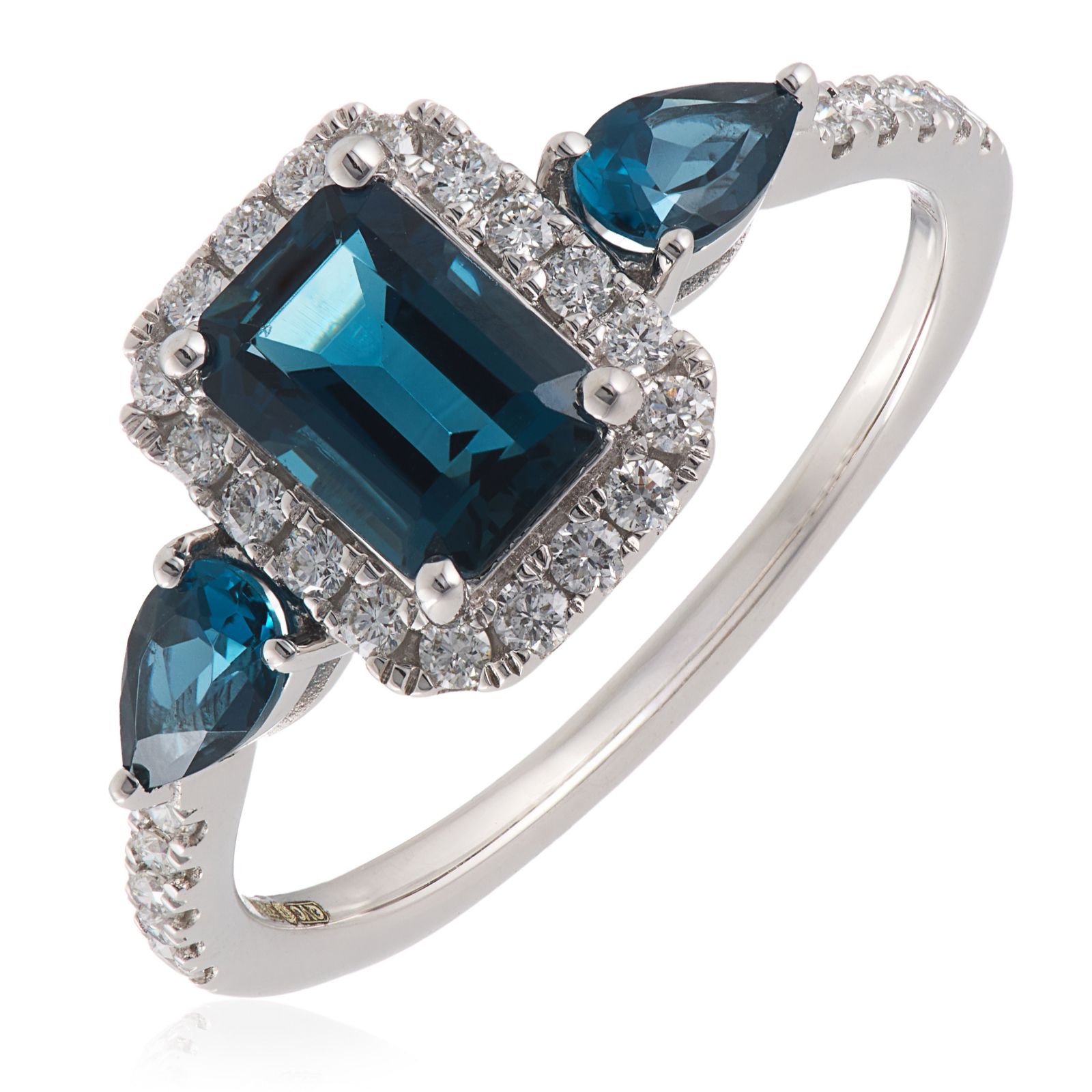 1.40ct London Blue Topaz & 0.25ct Diamond Ring 9ct Gold