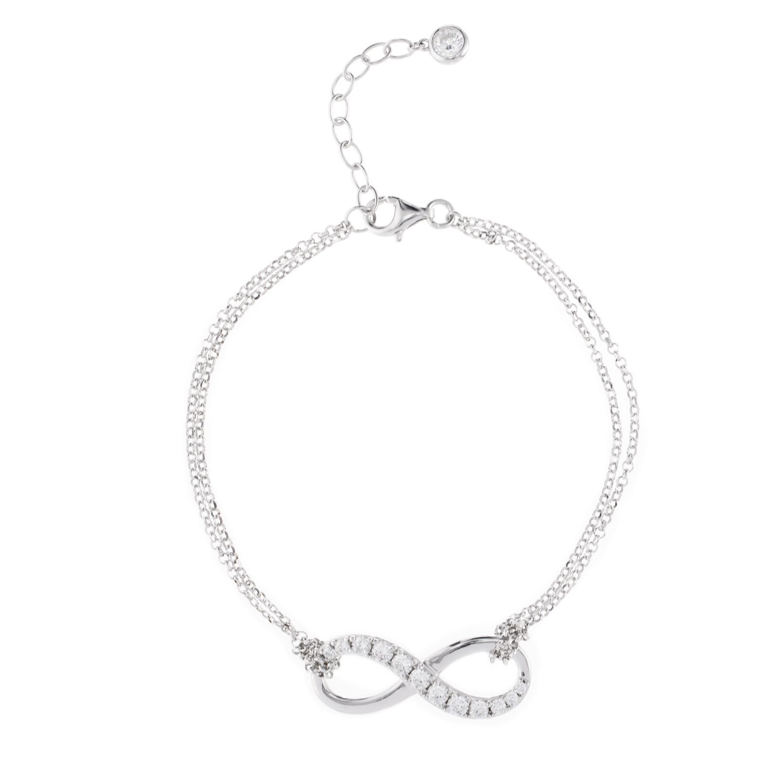 Diamonique Dale Franklin Infinity 18cm Bracelet Sterling Silver
