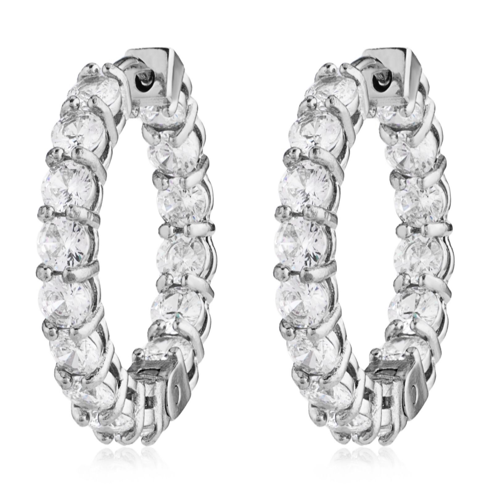 Steel by Diamonique Pave Hoop Earrings Stainless Steel