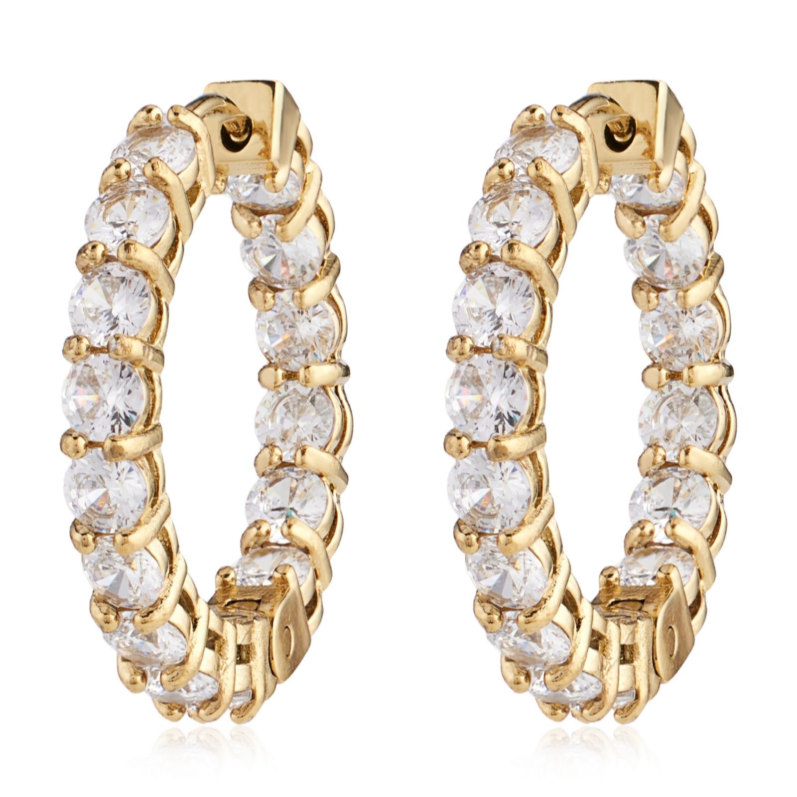 Steel by Diamonique Pave Hoop Earrings Stainless Steel