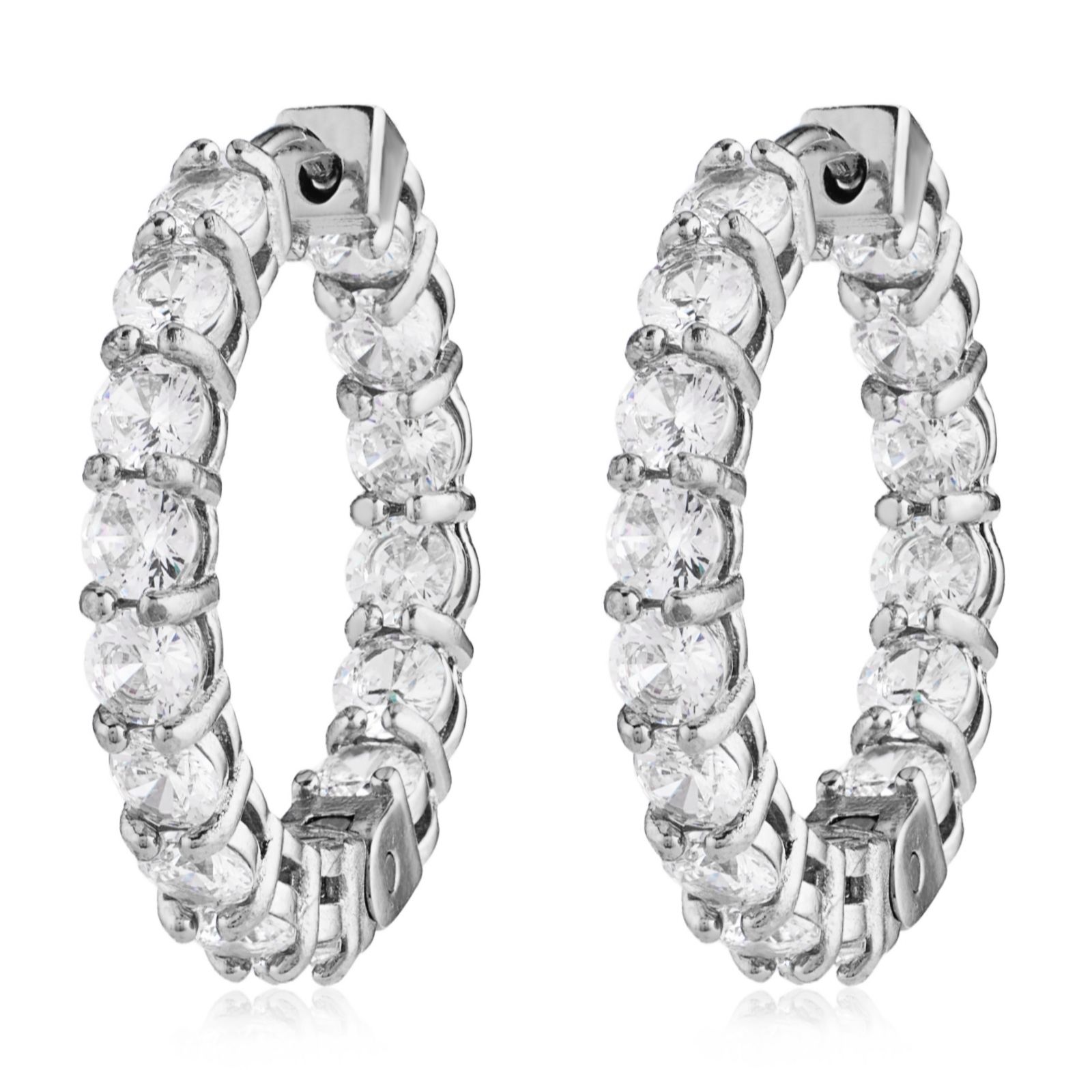 Steel by Diamonique Pave Hoop Earrings Stainless Steel
