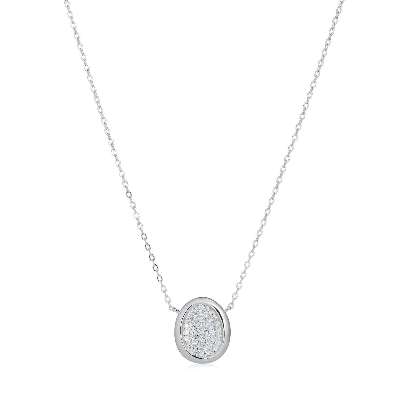 Diamonique 0.42ct Pave Oval Necklace Sterling Silver