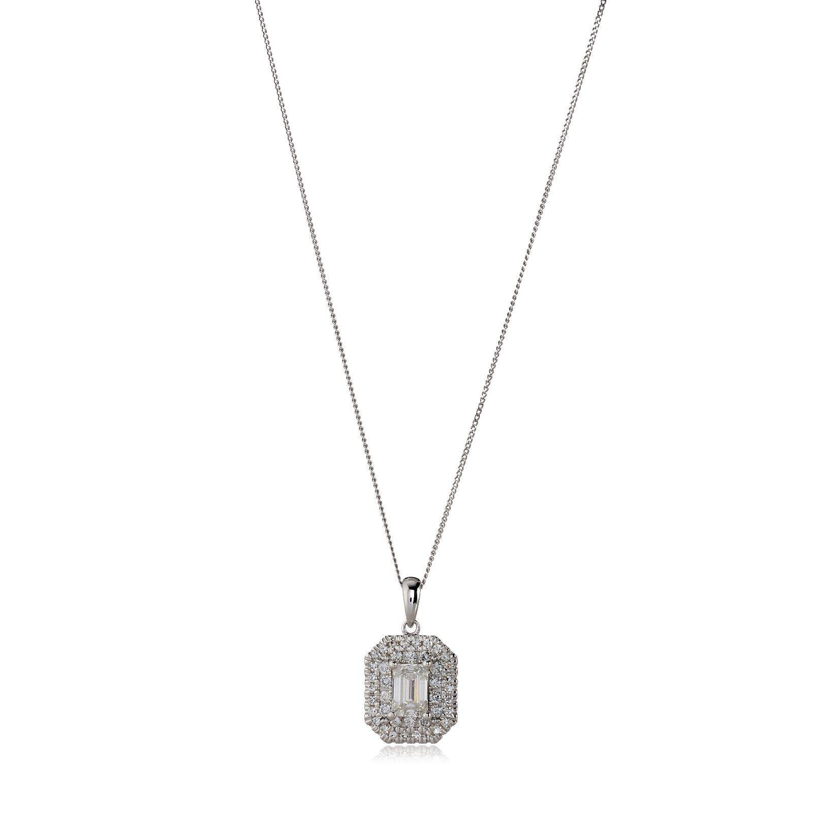 Fire Light 1.5ct Lab Grown Diamond Emerald Cut Pendant & Chain 9ct Gold