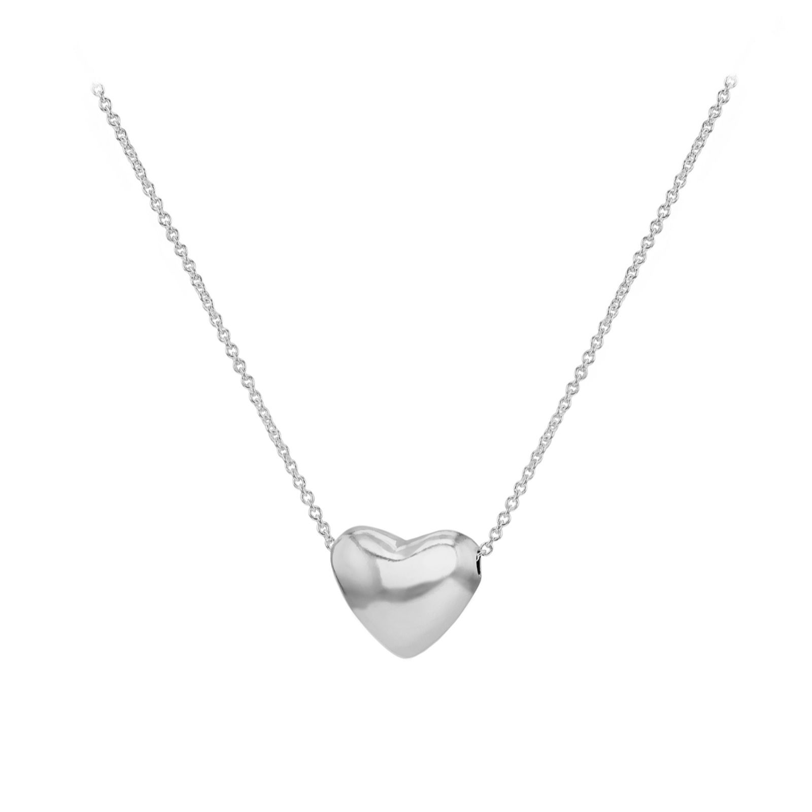 Faith & Brown Italian Crafted Sterling Silver Small Puffed Heart Necklace