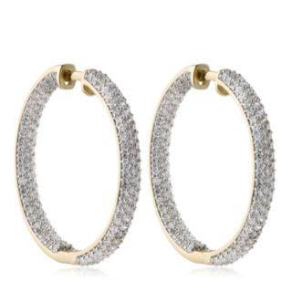 Fire Light 3ct Lab Grown Diamond Pave Hoop Earrings 9ct Gold