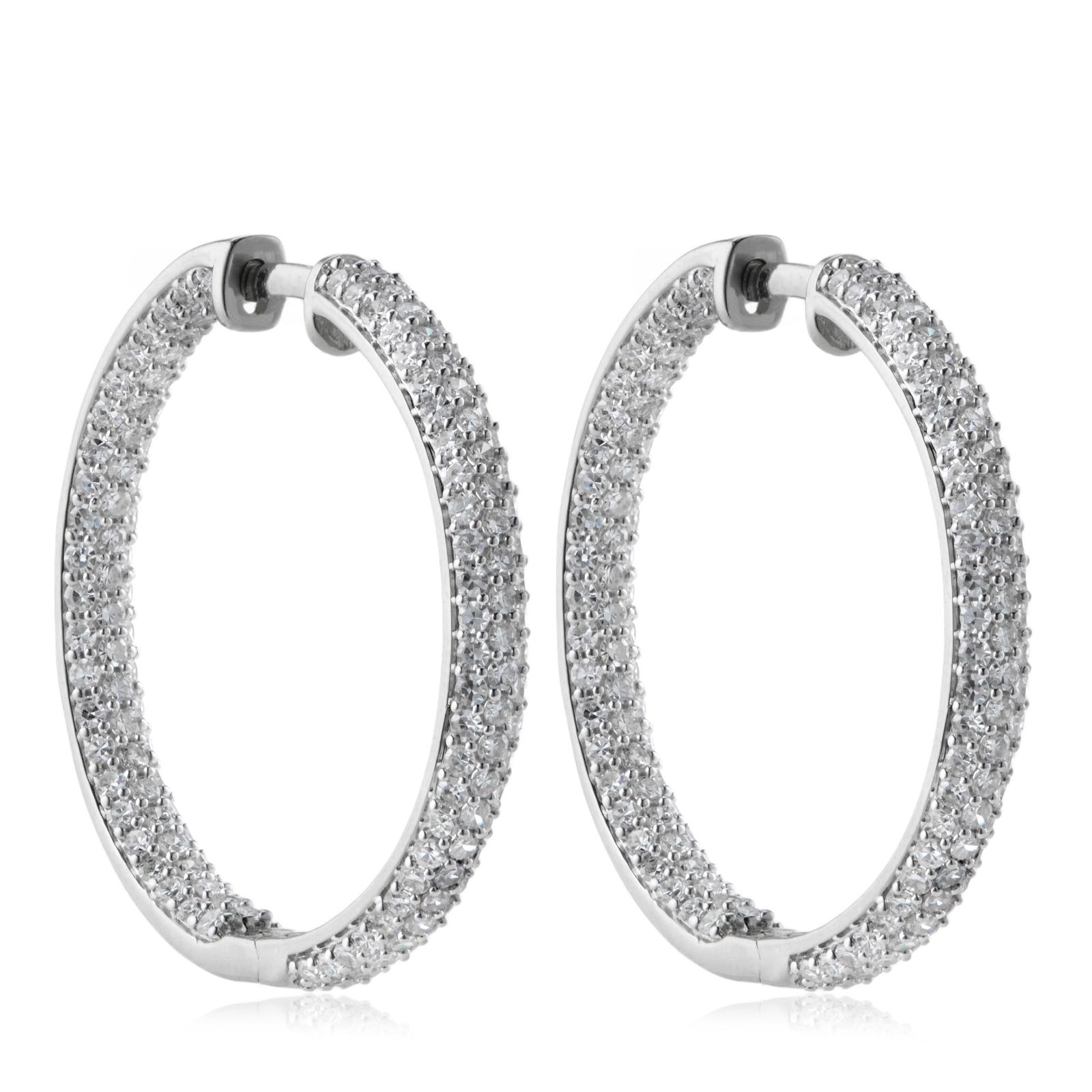 Fire Light 3ct Lab Grown Diamond Pave Hoop Earrings 9ct Gold