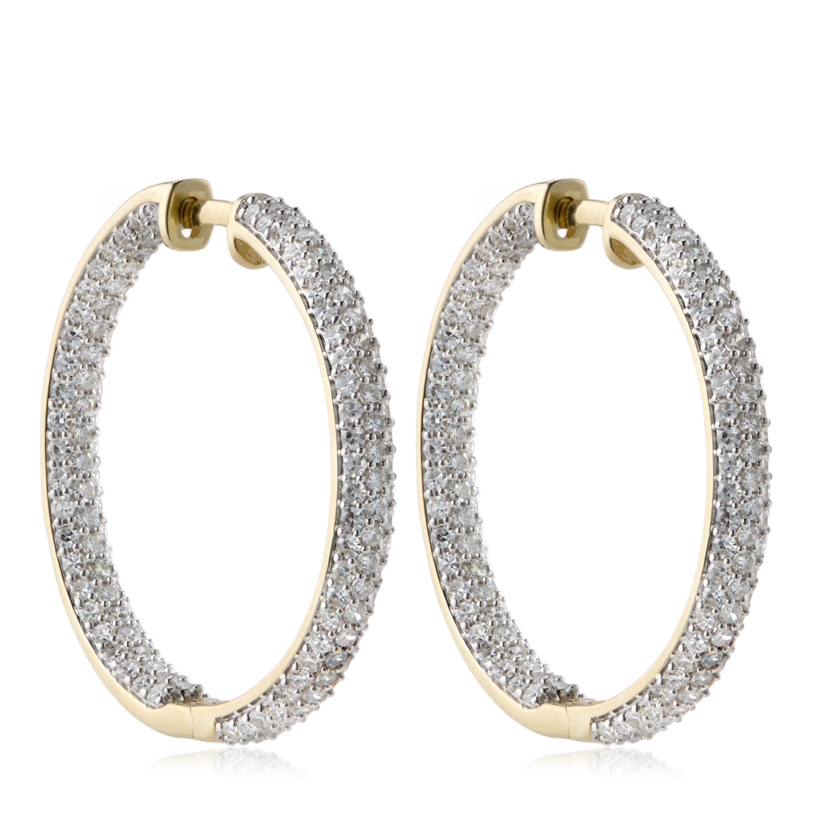 Fire Light 3ct Lab Grown Diamond Pave Hoop Earrings 9ct Gold