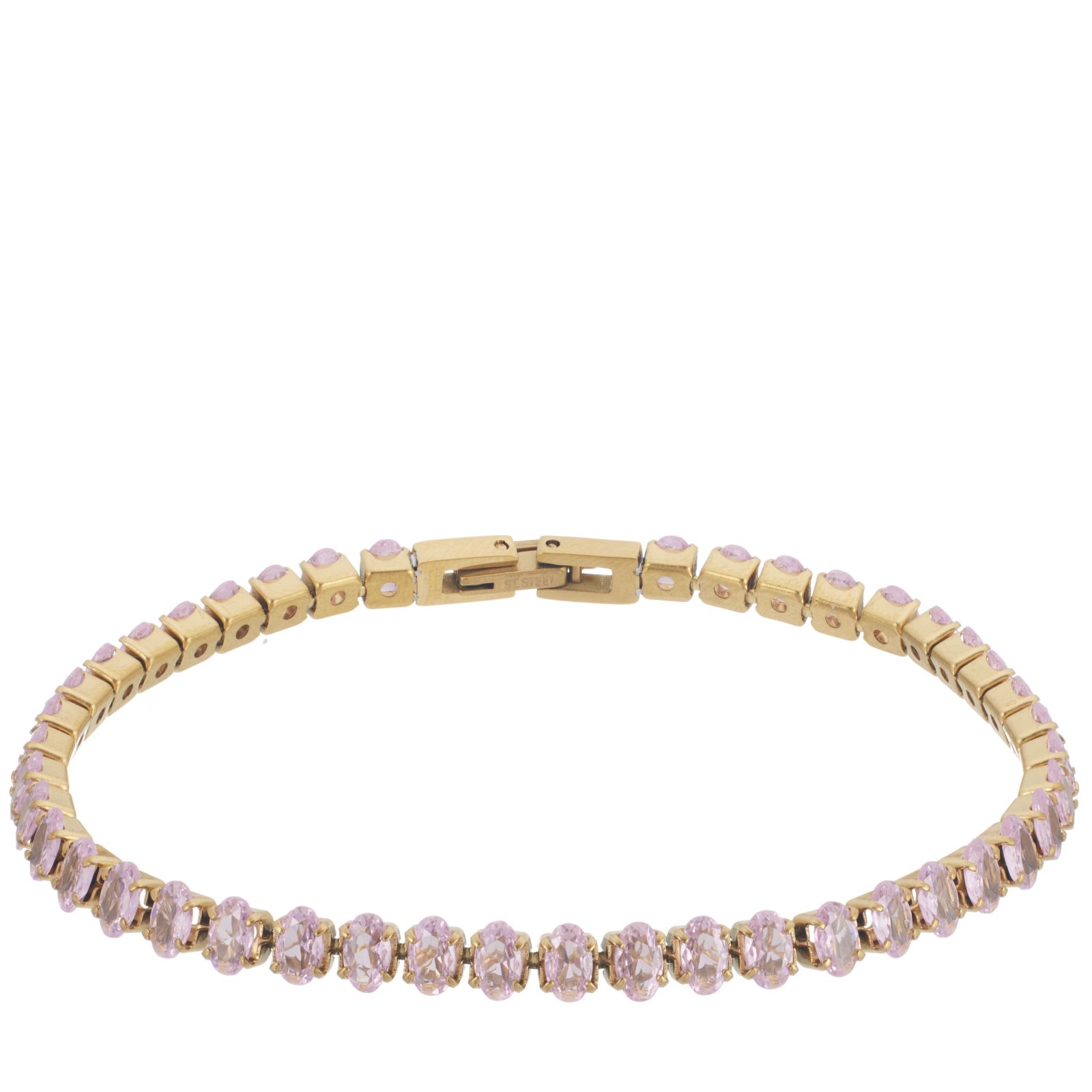 Steel by Diamonique Simulated Gemstone Tennis Bracelet Stainless Steel